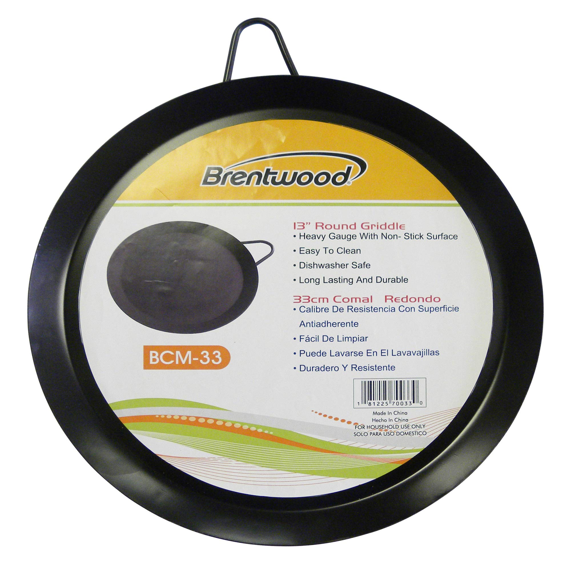Brentwood Appliances Ss-Bw-Bcm-33 Bcm-33 13''/33Cm Round Griddle (Comal), Black