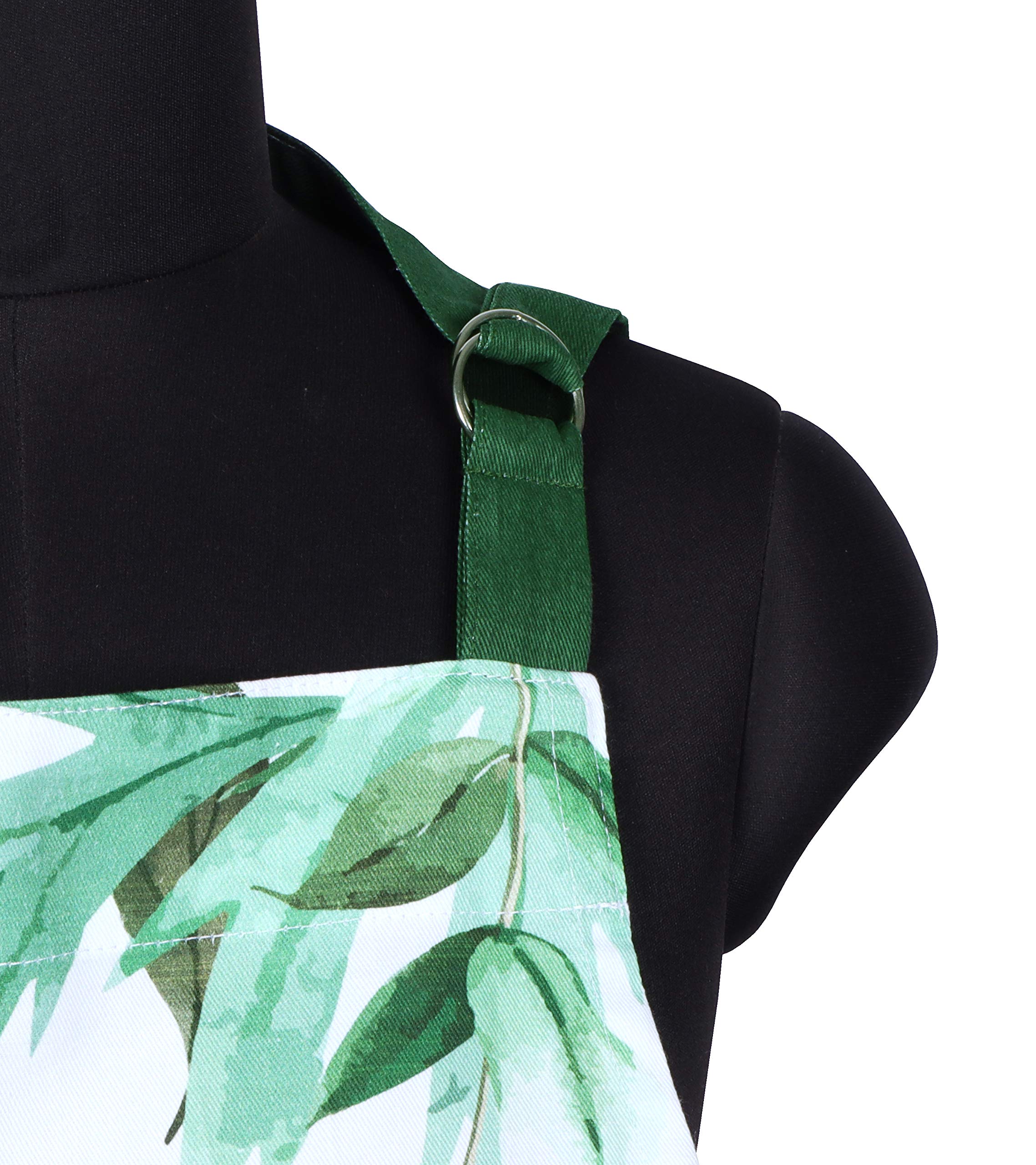 Amour Infini Cotton Kitchen Aprons With Adjustable Strap & Waist Ties For Baking Cooking Gardening Spring Apron (Floral Shrubs-