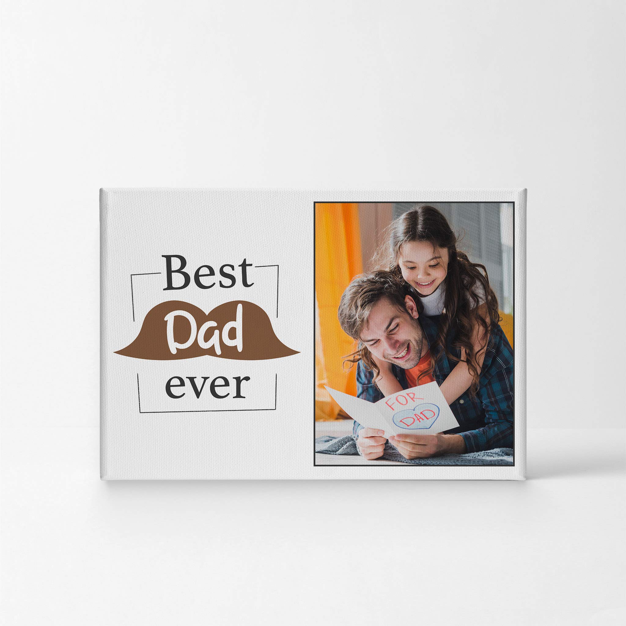 Smile Art Design Custom Photo Print Canvas Print with Your Photo Personalized Photo Best Dad Ever Quote Personalized Gifts for Dads 15x22 inches
