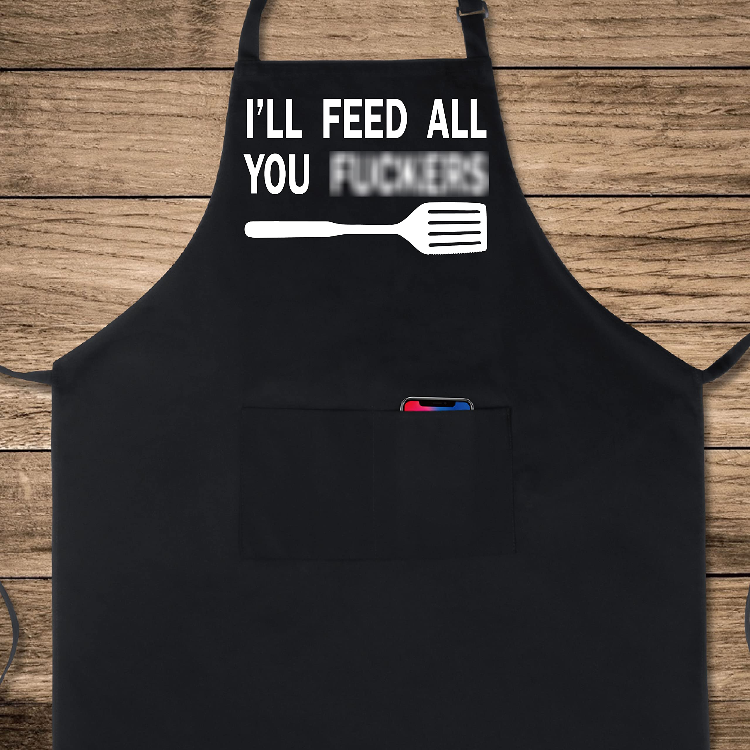 Xornis 100% Cotton Funny Apron I'Ll Feed All You With 2 Pockets Kitchen Cooking Adjustable Chef Aprons Gifts For Men Women Frien