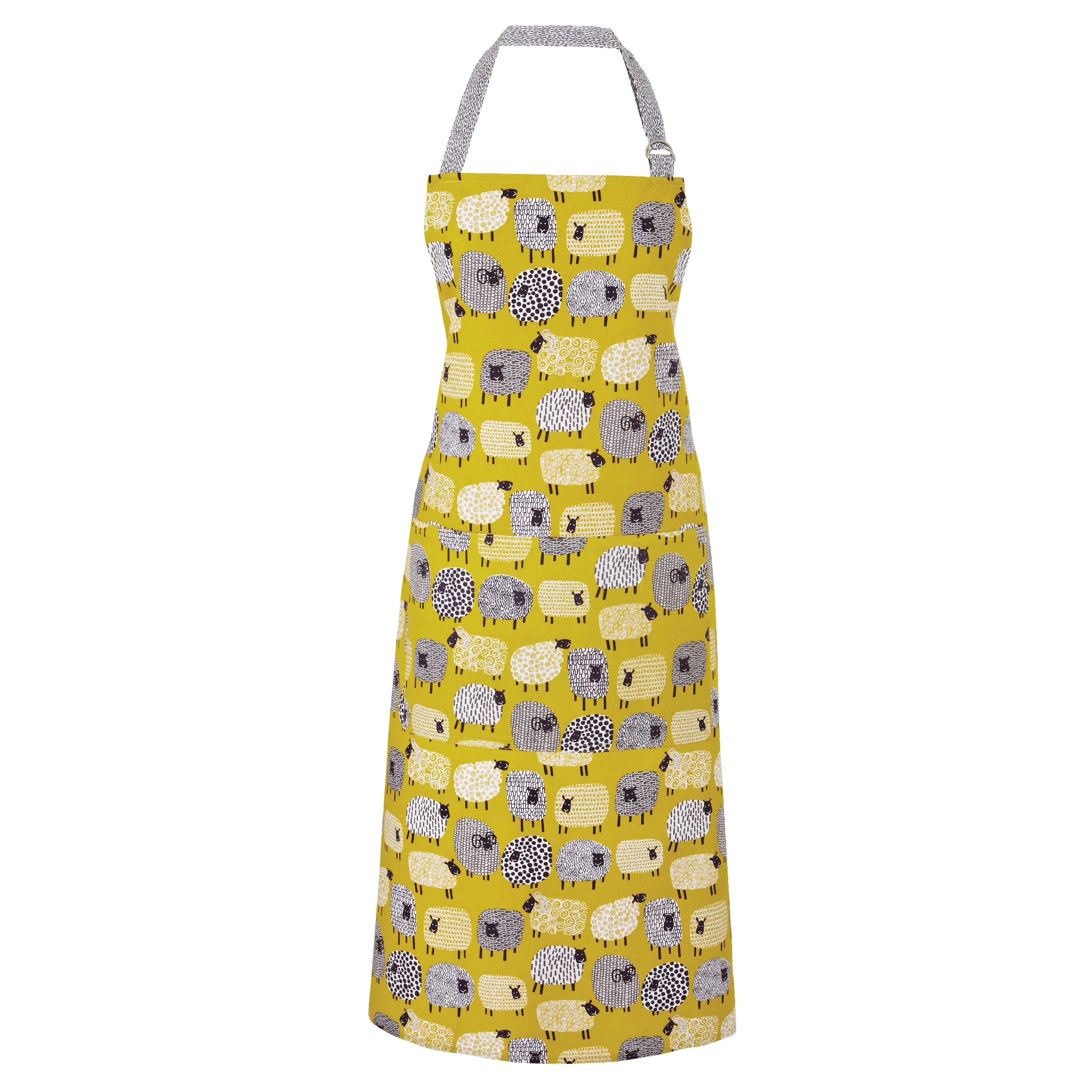 Ulster Weavers Dotty Sheep Cotton Apron - With Cute Animal Hand Drawn Design, Yellow - For Kitchen and Barbecue - Cooking Gifts 