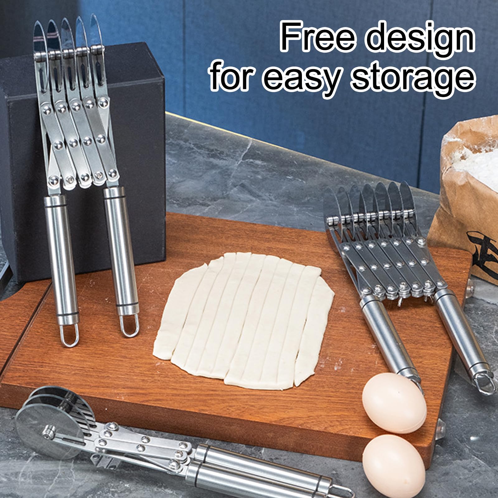 Ruiqas 5 Wheel Stainless Steel Pastry Pizza Cutter Dough Cutter Cookie Pastry Divider With Handle