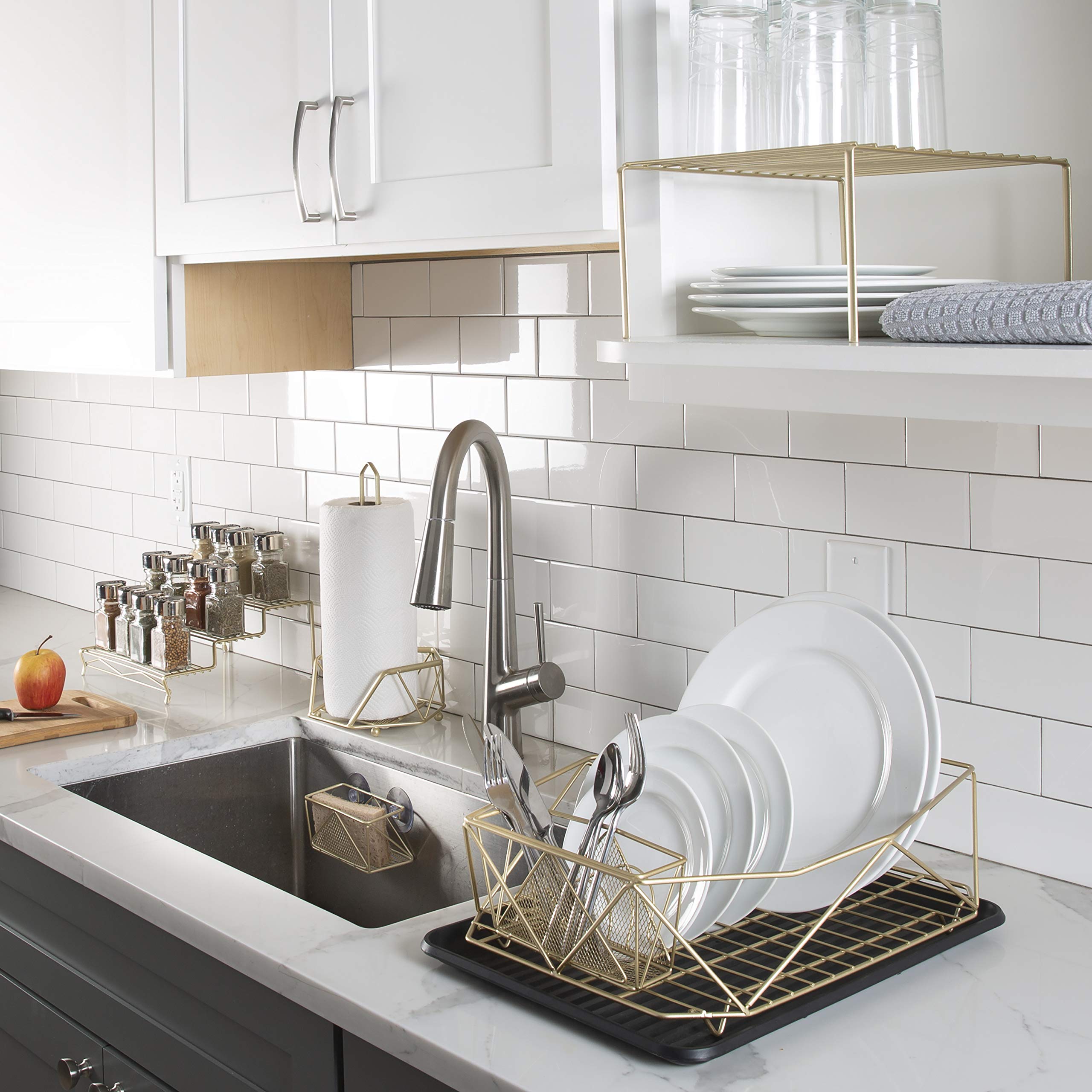 Kitchen Details Geode 3 Tier Spice Rack | Countertop & Cabinet Organizer | Free Standing | Rust Resistant | Satin Gold
