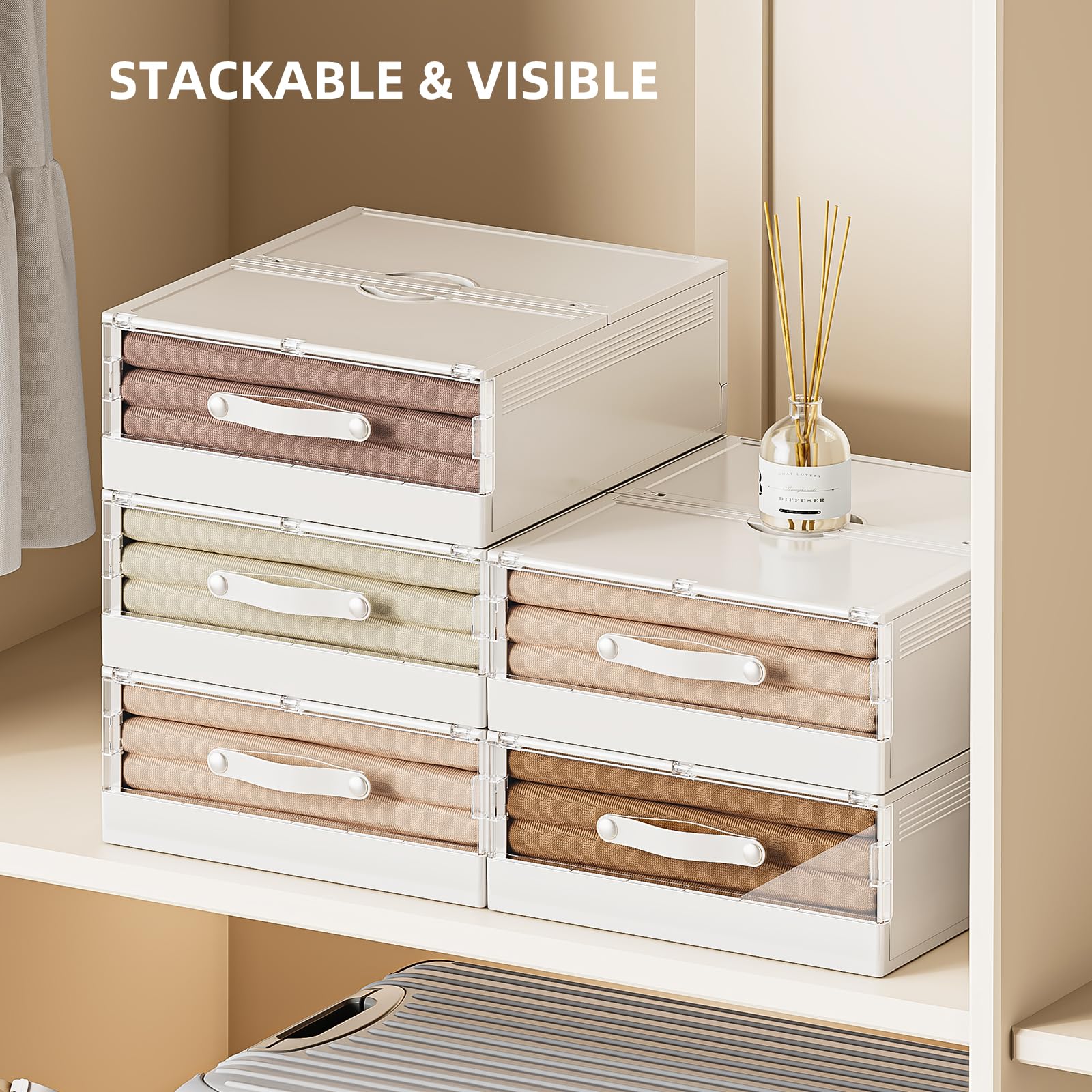 MSHOMELY Plastic Bed Sheet Organizers and Storage 4 Pack Sheet Storage Organizer, Sheet Set Organizer, Blanket Storage Organizer