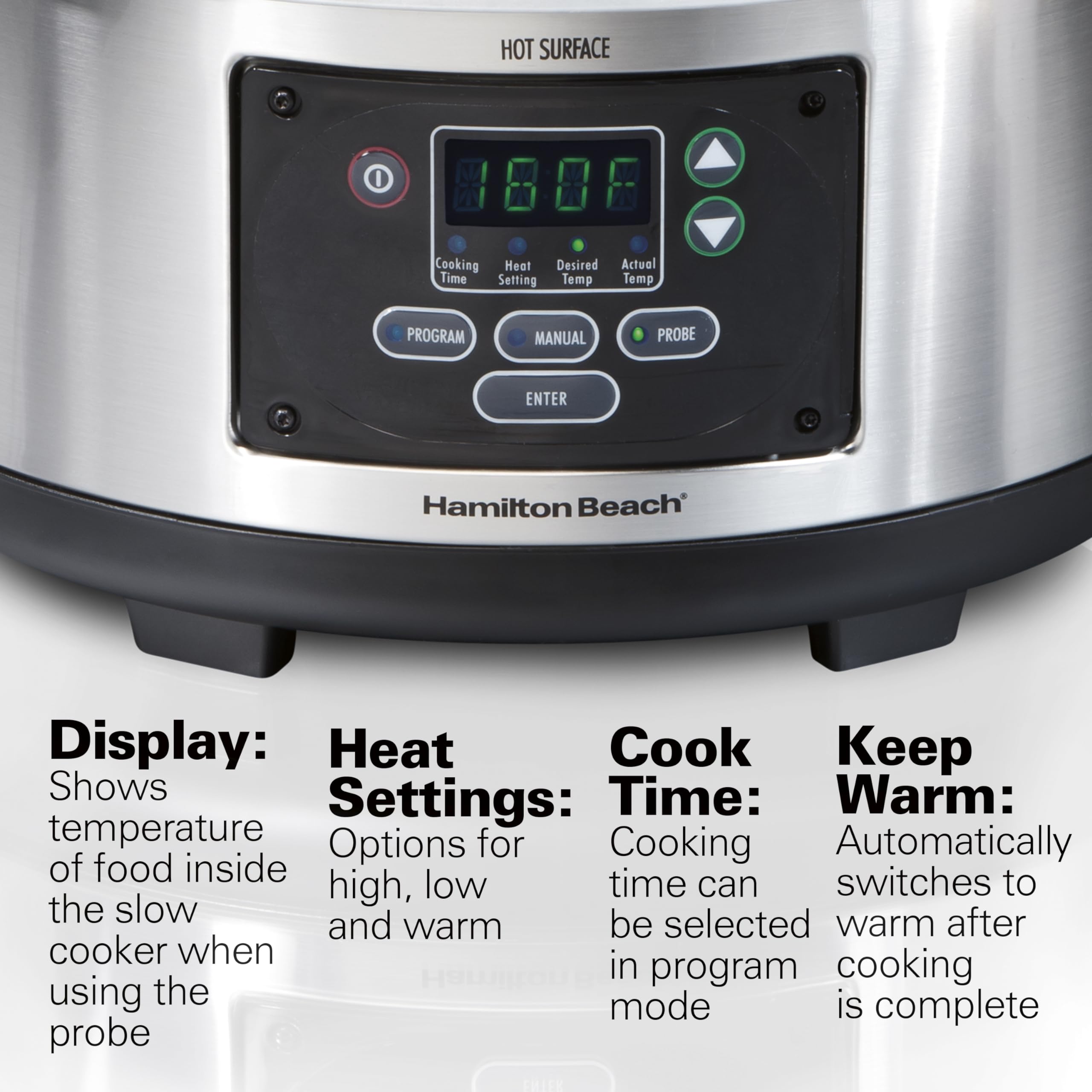 Hamilton Beach Portable 6 Quart Set & Forget Digital Programmable Slow Cooker Lock, Dishwasher Safe Crock & Lid, Temperature Pro