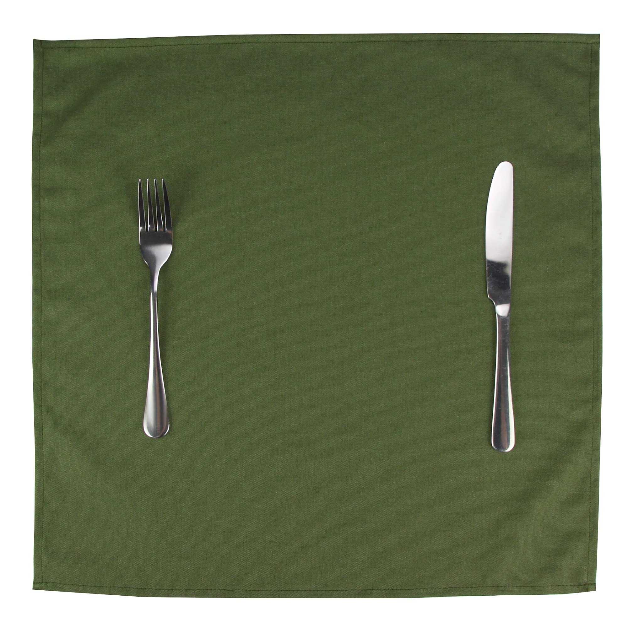 Infei Solid Color Cotton Blended Dinner Cloth Napkins - Set Of 12 (17 X 17 Inches) - For Events & Home Use (Army Green)