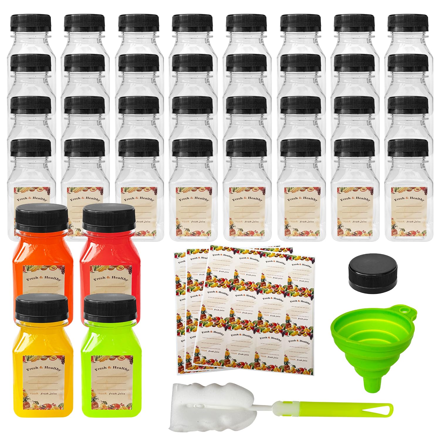 Garandad 36Pcs 4 Oz Plastic Bottles With Lids,Juice Bottles With Caps, Reusable Clear Bulk Beverage Containers For Juice, Milk A