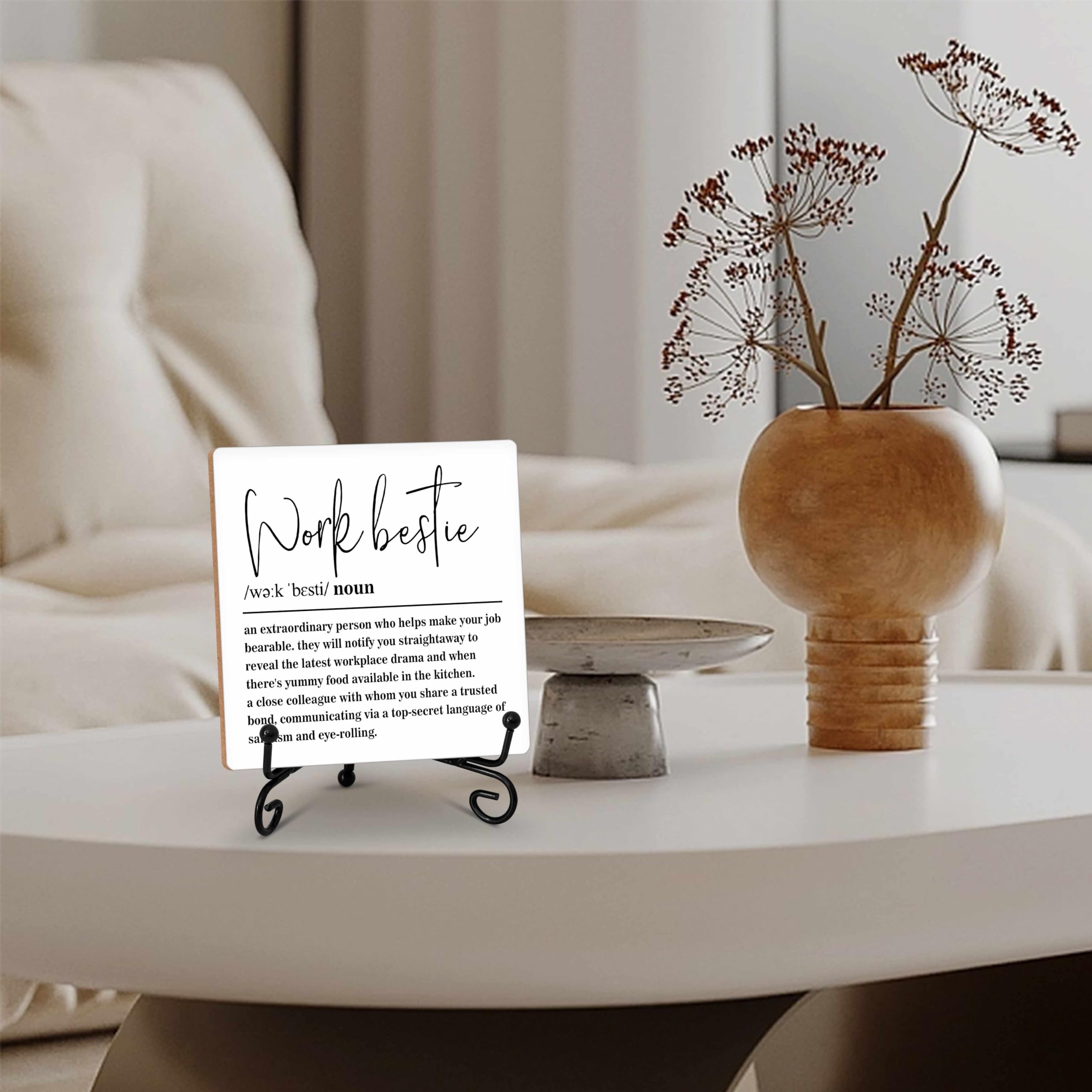 Wooden Table Sign Gift Work Bestie Definition Desk Decor Wood Plaque With Stand Friendship Gift Ideas for Boss Women Best Mom Co