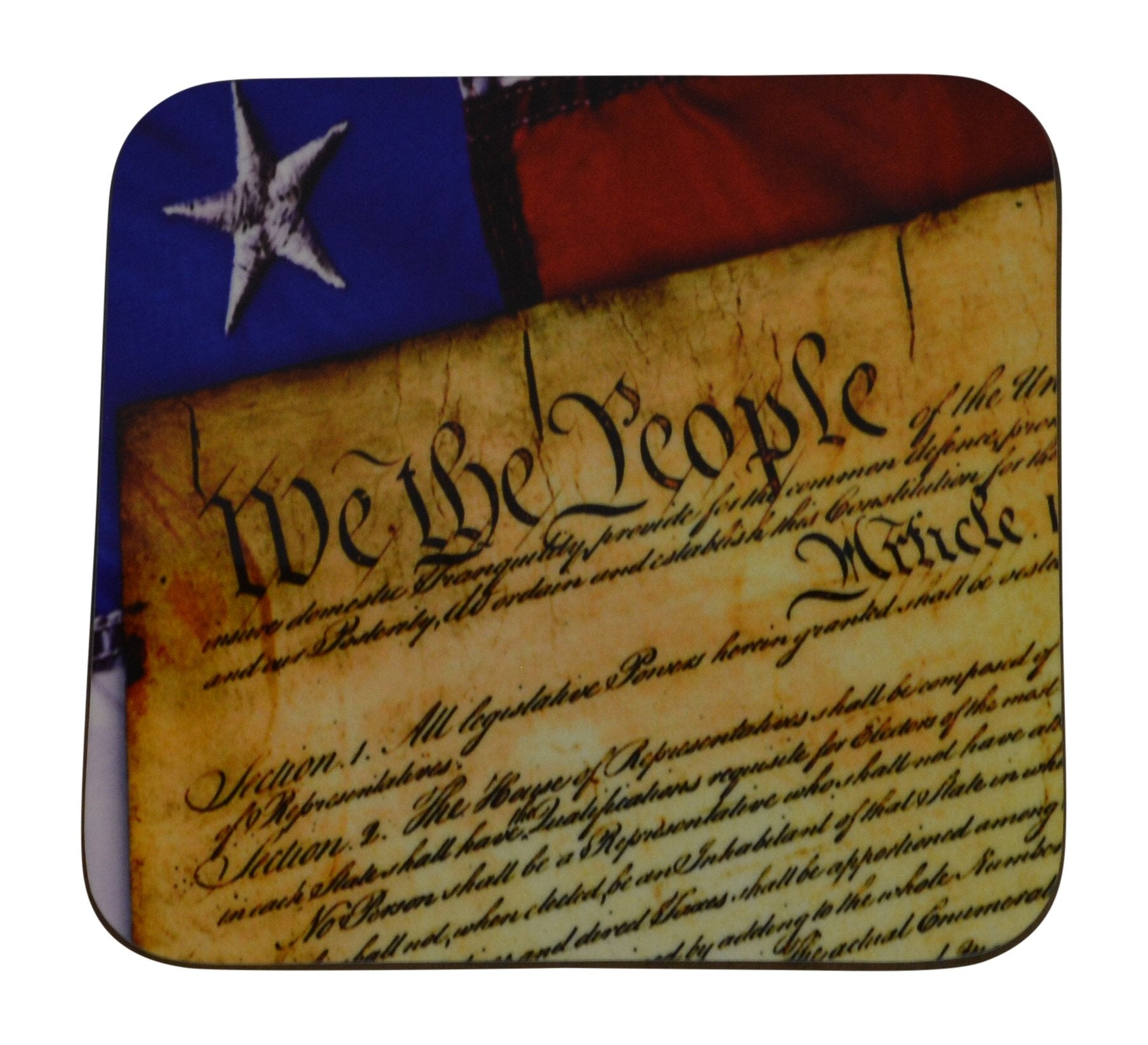 Rogue River Tactical Us Constitution Flag Drink Coaster Set Gift United States Of America Military Veteran Home Kitchen Bar Barw