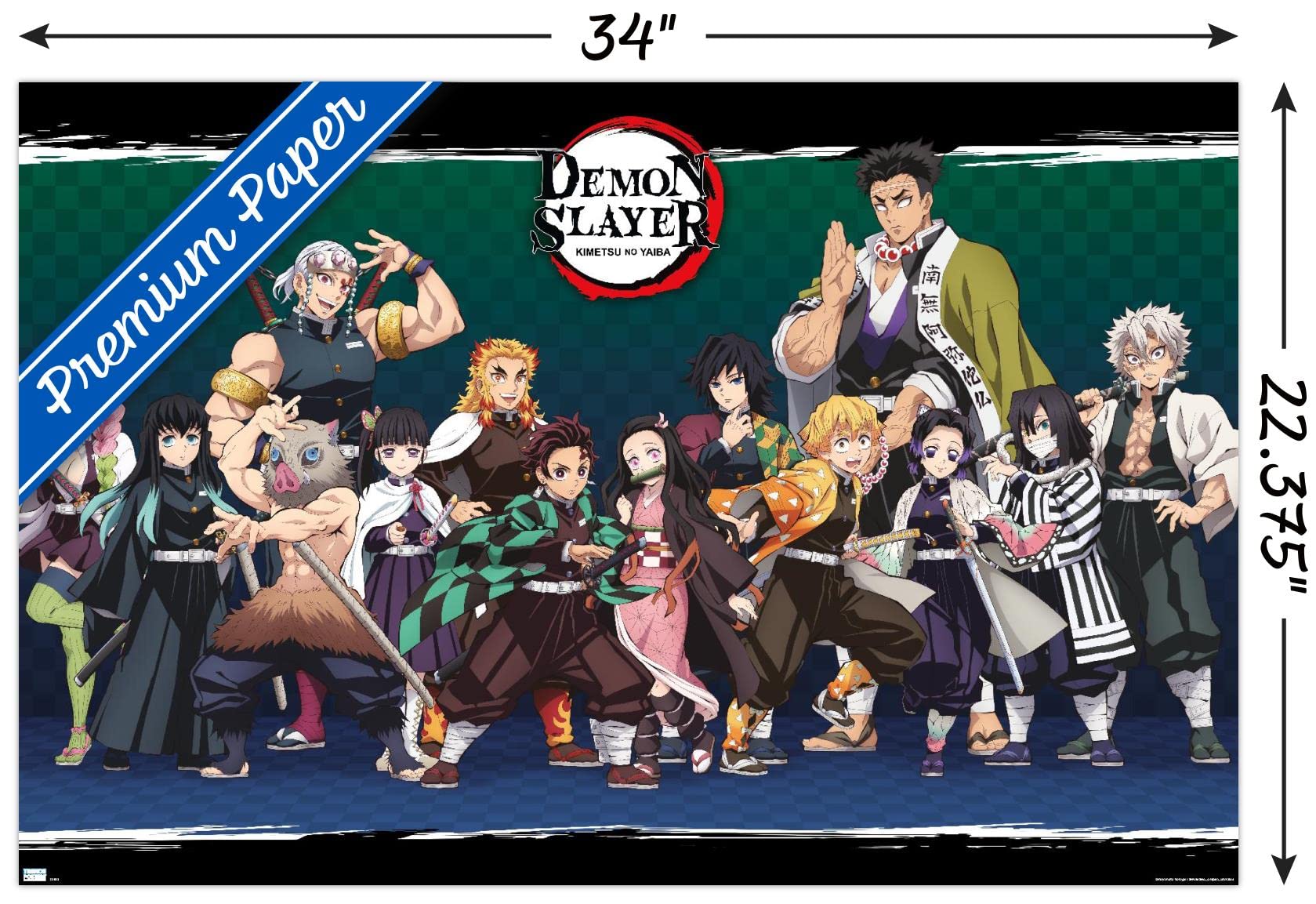 Trends International Demon Slayer - Lineup Wall Poster, 22.375'' X 34'', Premium Unframed Version