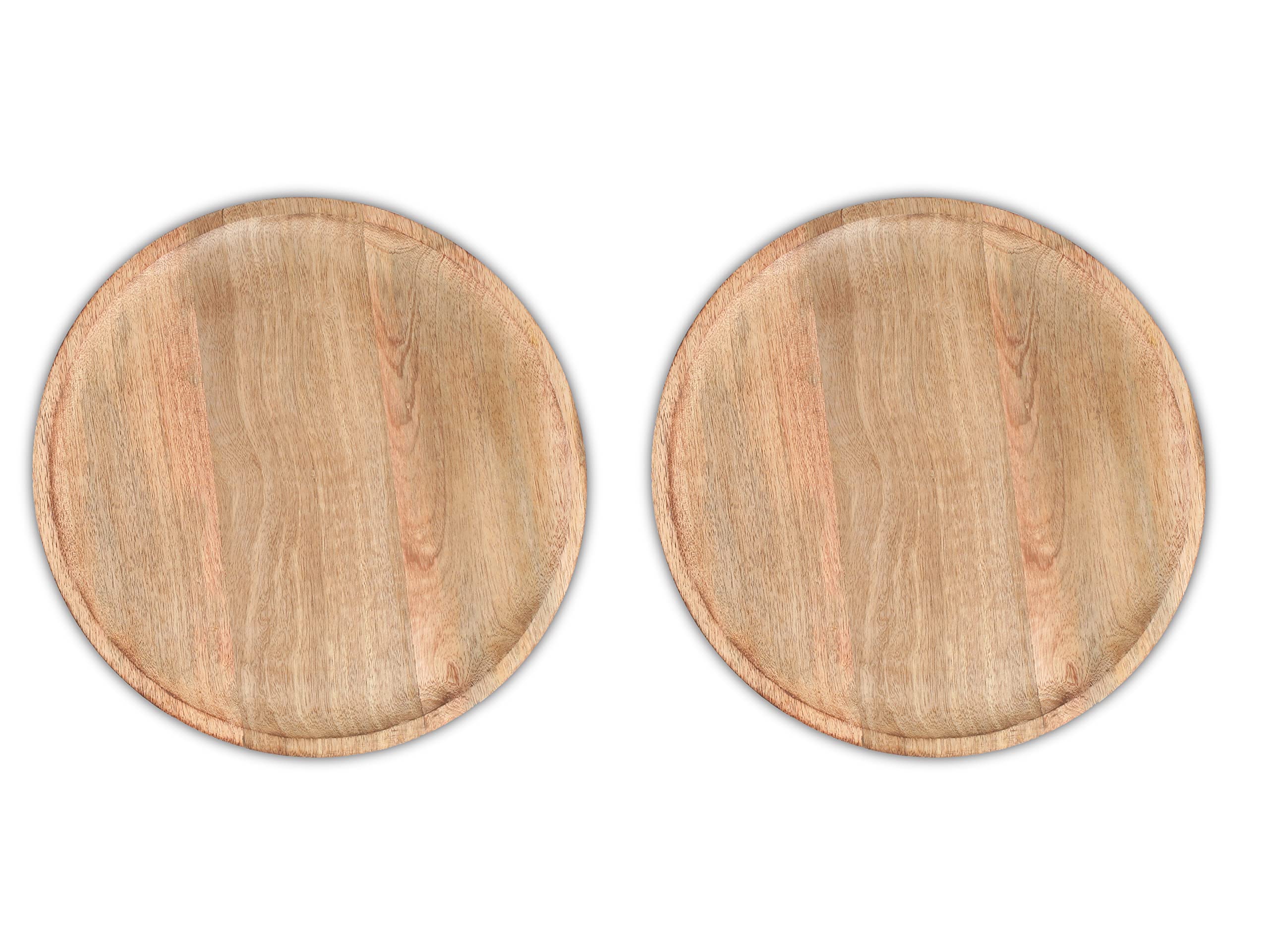 Light & Pro Wooden Charger Plates, Round Natural Wood Centerpiece Tableware Service Plate For Salad, Sandwiches, Burgers, Dinner