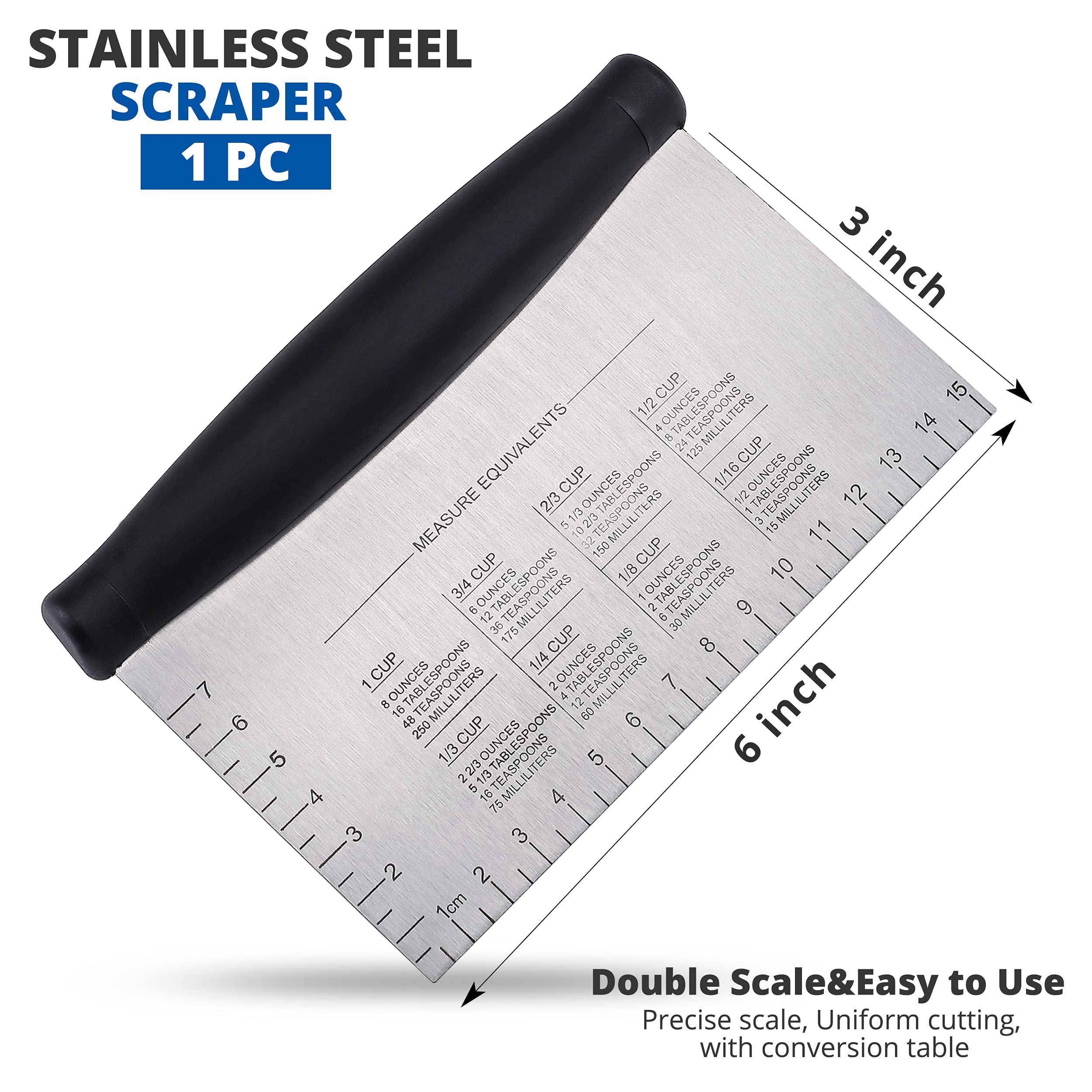 Rivexy Griddle Scraper Stainless Steel - Grill Scraper For Griddle, Griddle Scraper Tool, Flat Top Grill Scraper, Dough Scraper