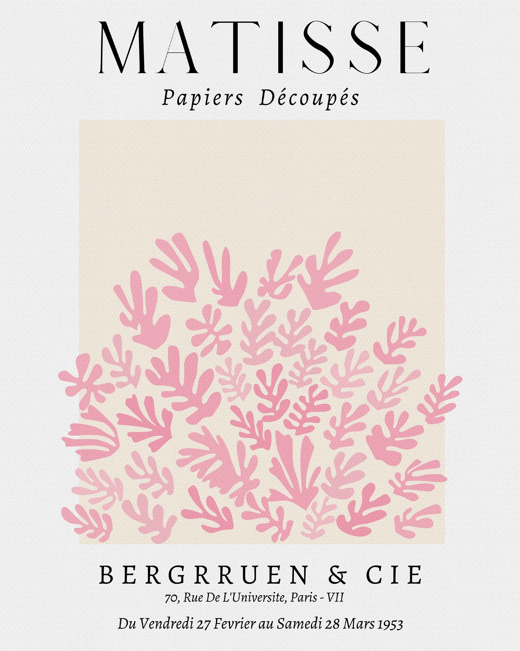 Hesendot Matisse Wall Art Decor Set Of 3,Abstract Matisse Wall Art Exhibition Posters,Unframed Sage Pink Wall Art,Truly Quality