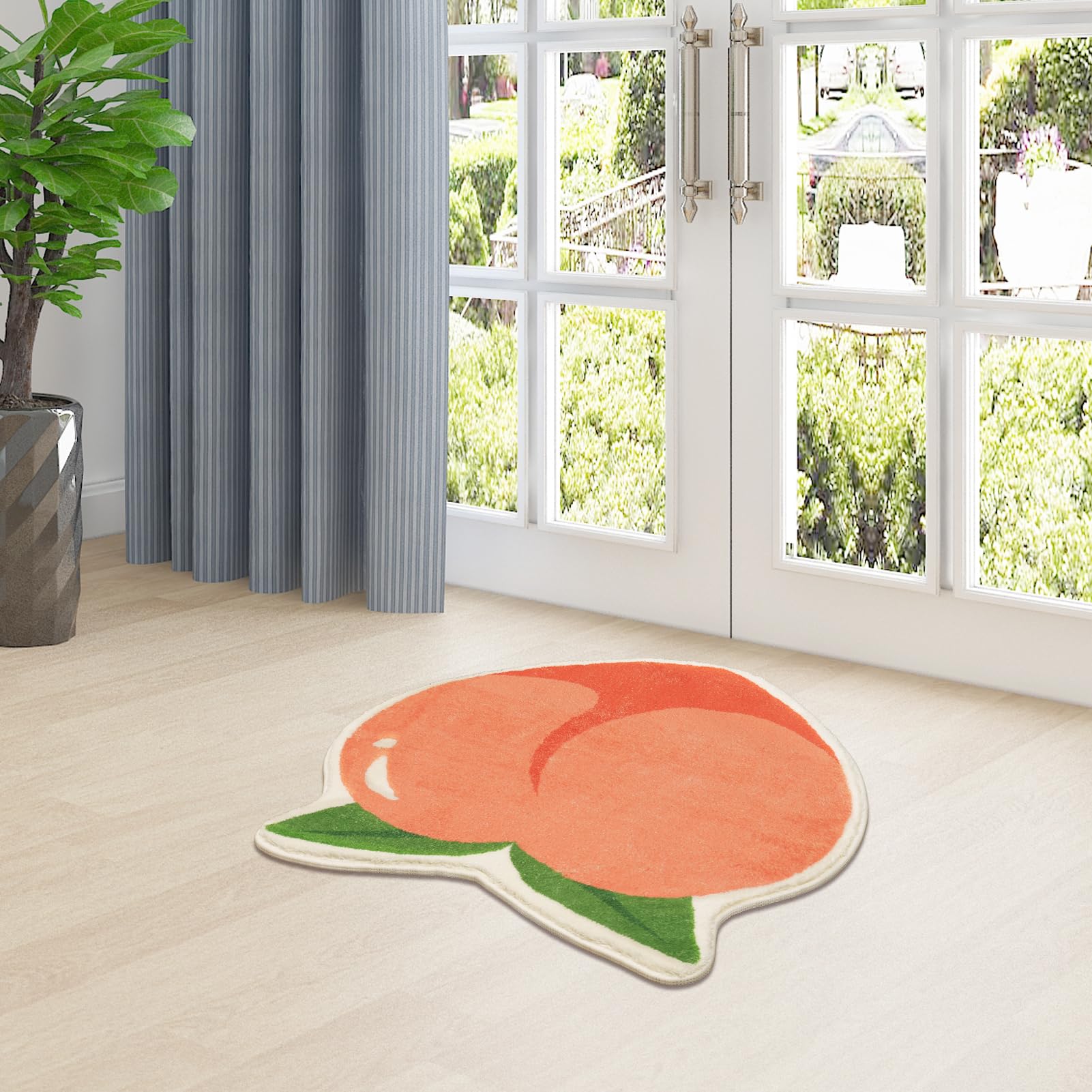 FROZZUR Fruit Peach Bathroom Rug  Peachy Clean Bedroom Floor Mat Non Slip Round Shaped Washable Living Room Rug Bathroom Tub Kitchen Rug Christmas Decor