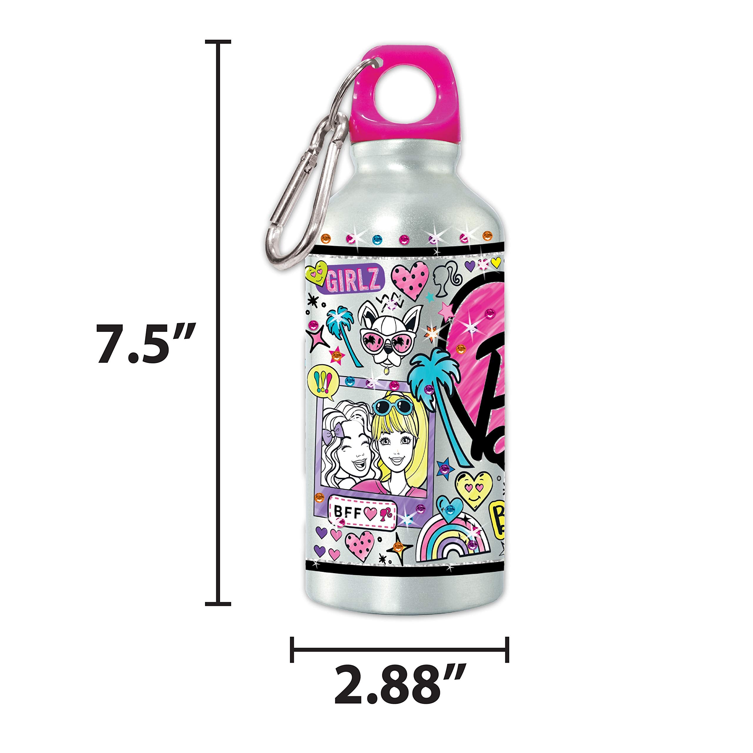 Barbie Color Your Own Water Bottle  Color Your Own Water Bottle  Great For Travel & Road Trips  Sports & School  Creative Gift Idea  Arts & Crafts Activity Kids Ages 6  7  8  9  10 Pink