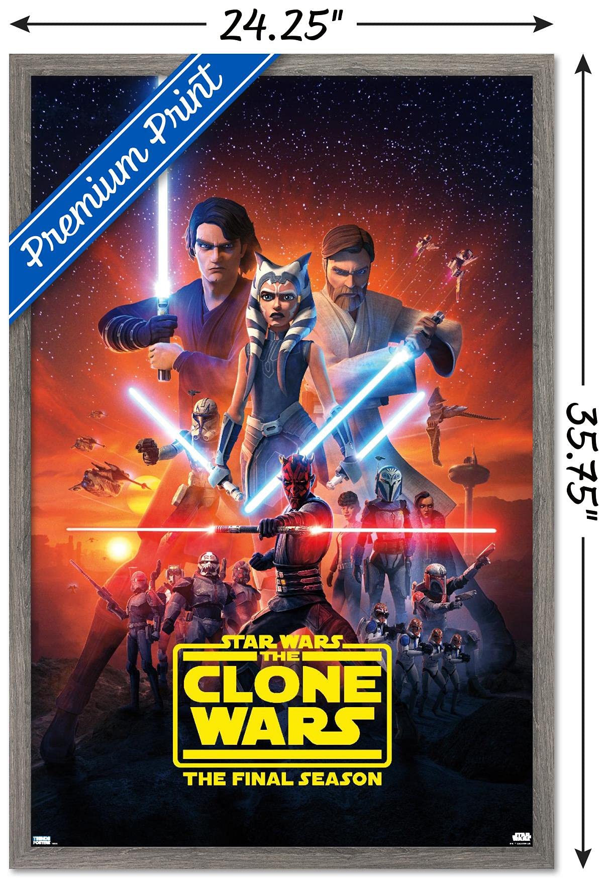 Trends International Star Wars: The Clone Wars - Season 7 Key Art Wall Poster, 22.375'' X 34'', Barnwood Framed Version