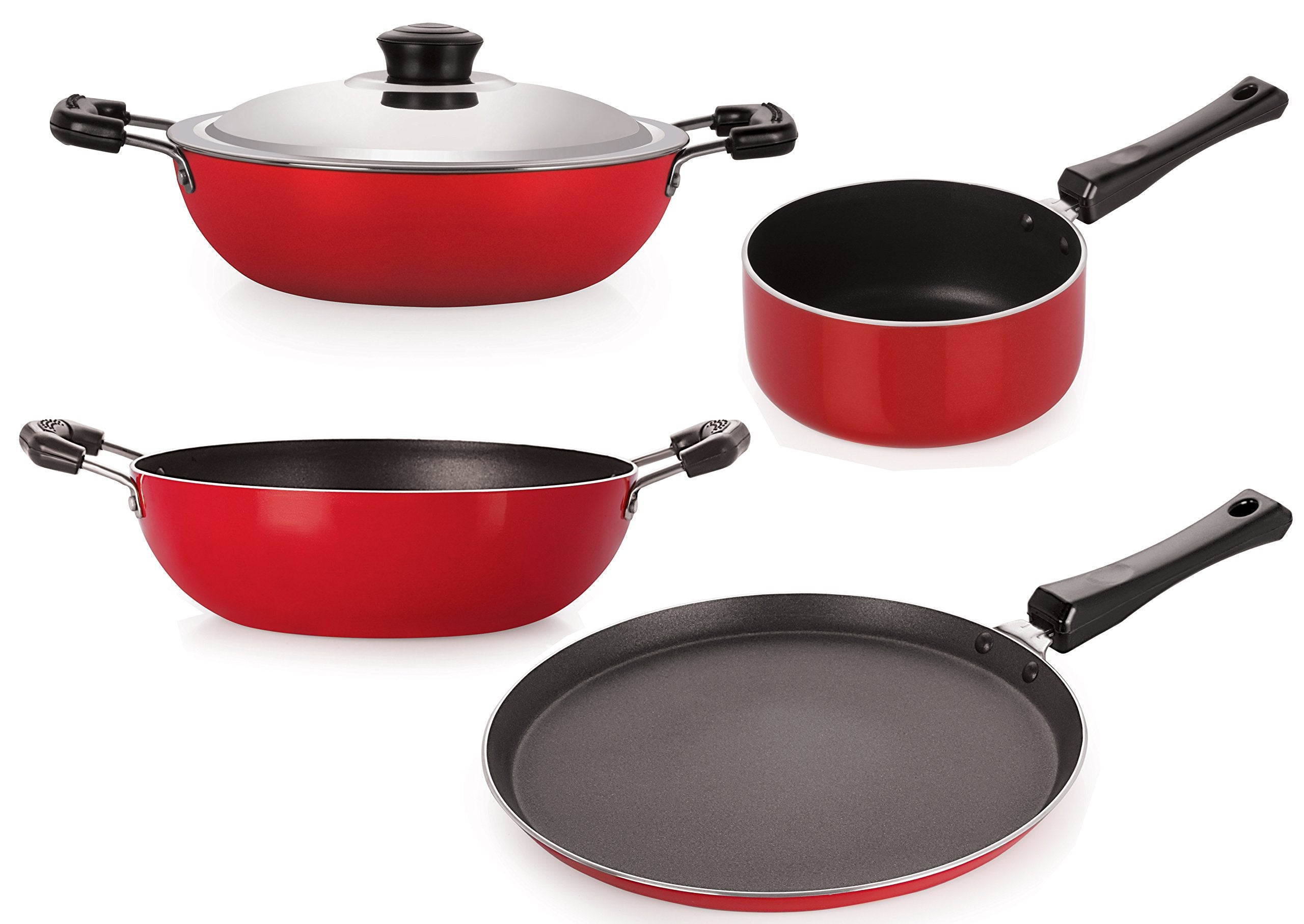 Nirlon NonStick Gas Compatible Pots And Pans Heavy Gauge Aluminium Cookware