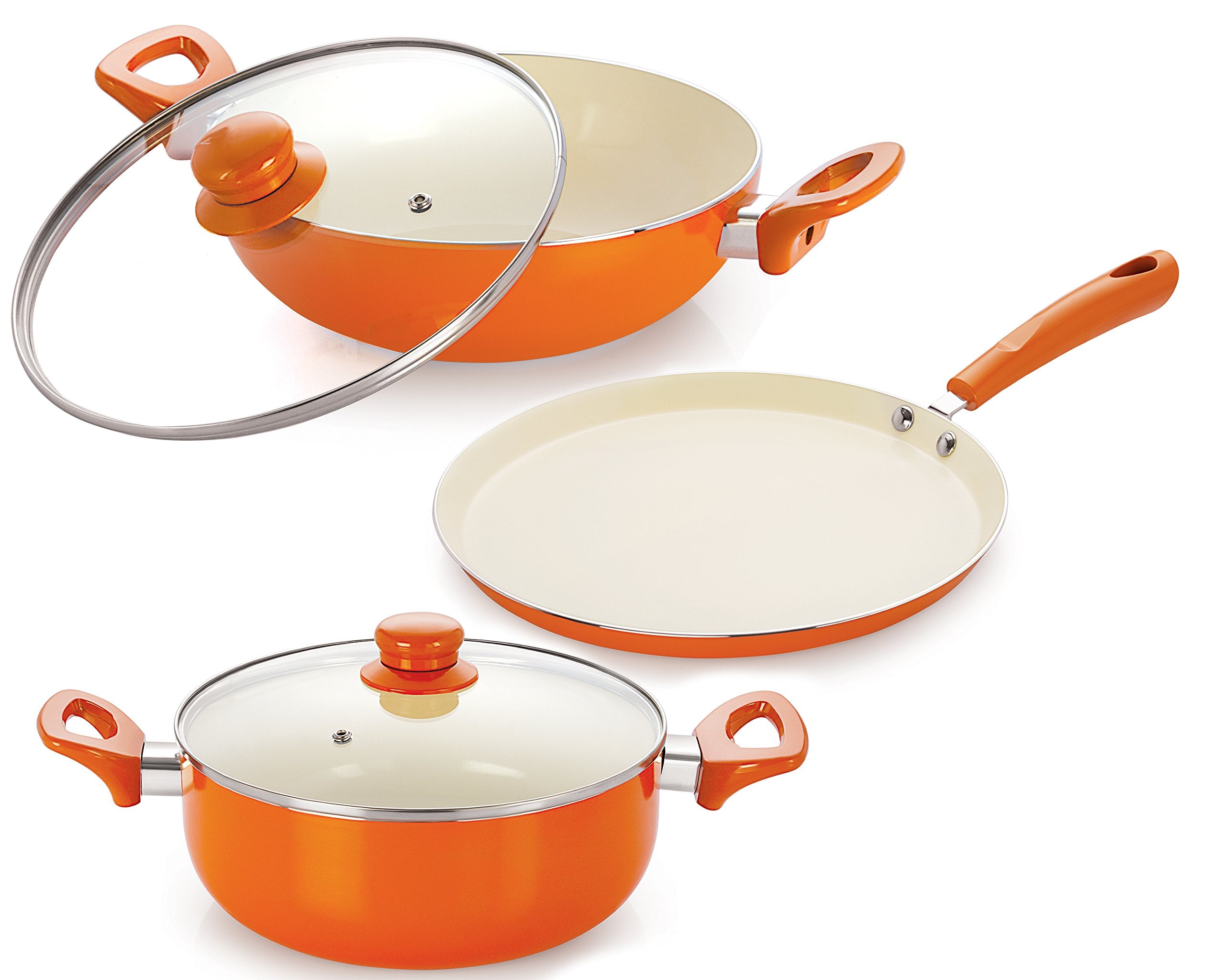 Nirlon Induction Based Ceramic NonStick Scrtach Resistance Cookware Set