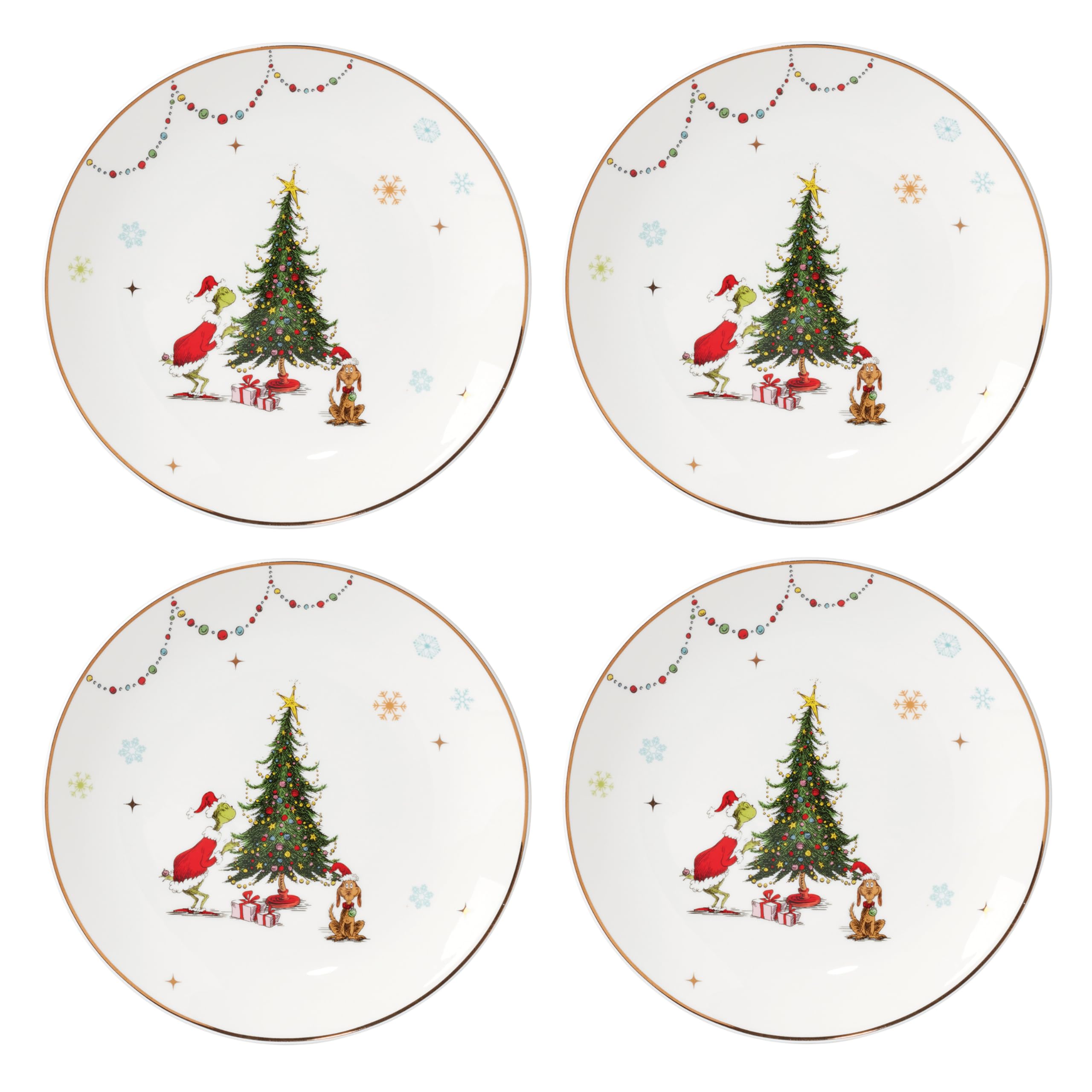 Lenox 895052 Merry Grinchmas Dinner Plates, Set Of 4, Green, 10.75, Christmas Drinkware, Holiday Hosting