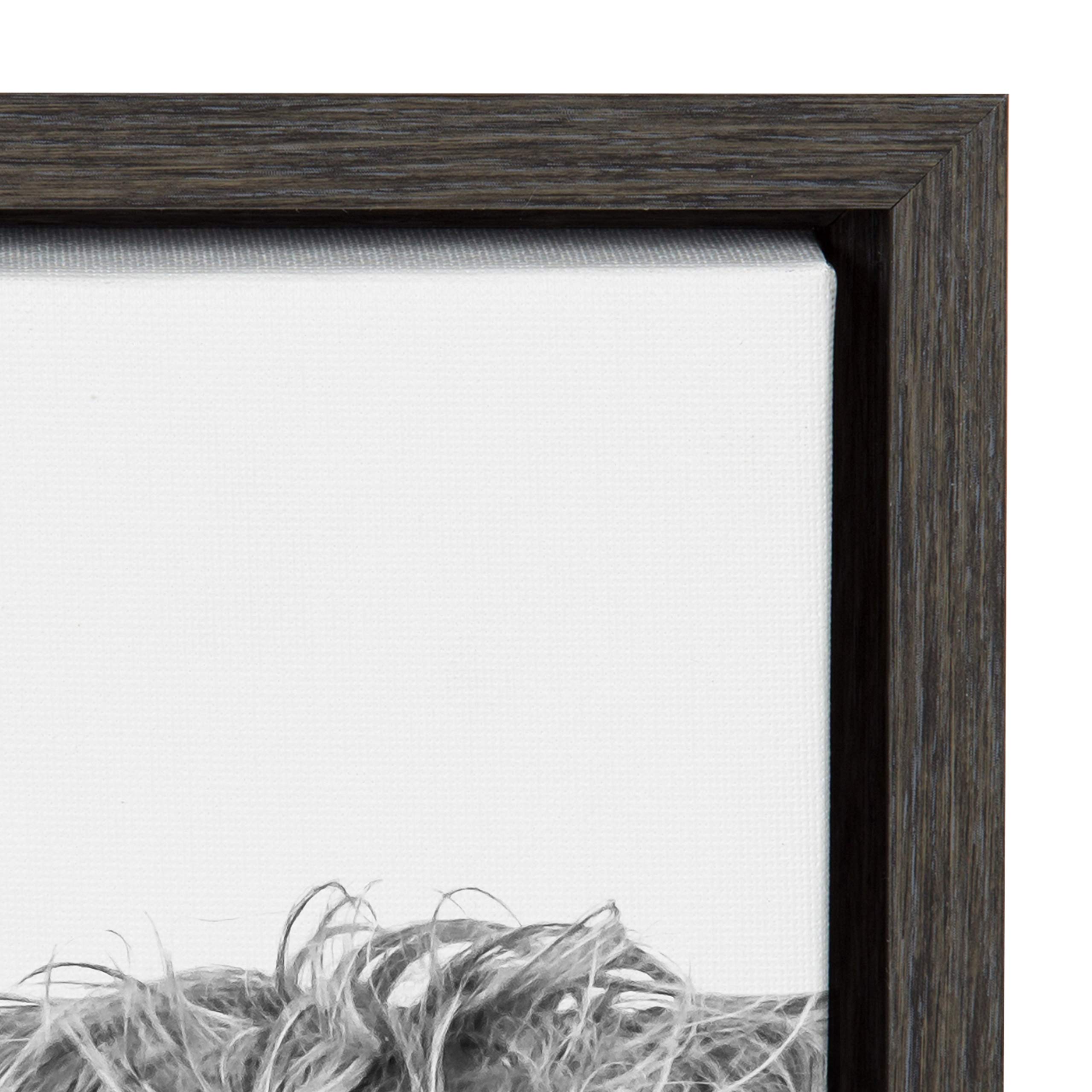 Kate And Laurel Sylvie Highland Cow Black And White Portrait Framed Canvas By Amy Peterson, 18X24 Gray, Adorable Wall Decor For