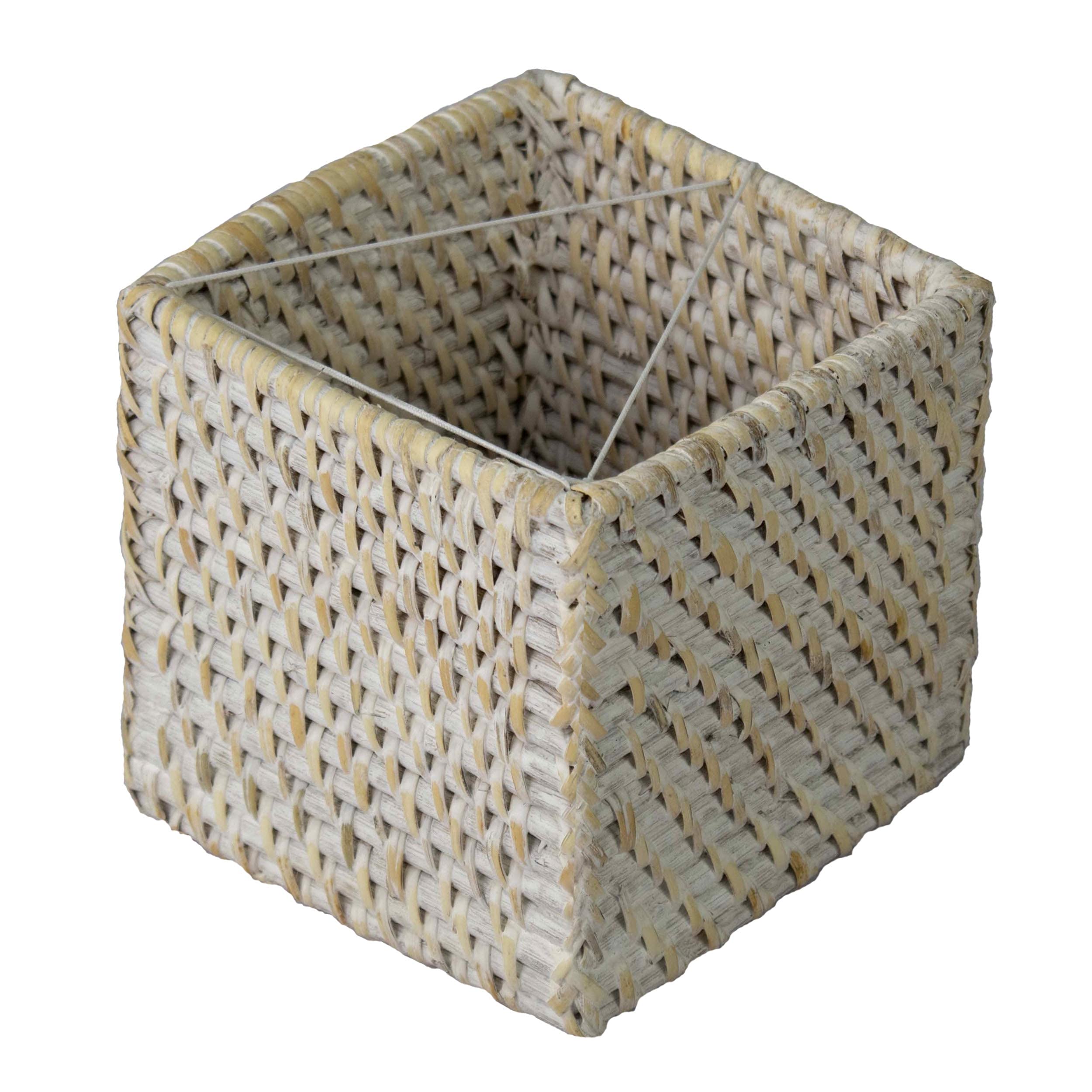Woven Rattan Square Tissue Box Holder For Kitchen, Bathroom, Car | Decorative Wicker Refillable Facial Paper Napkin Dispenser Ho