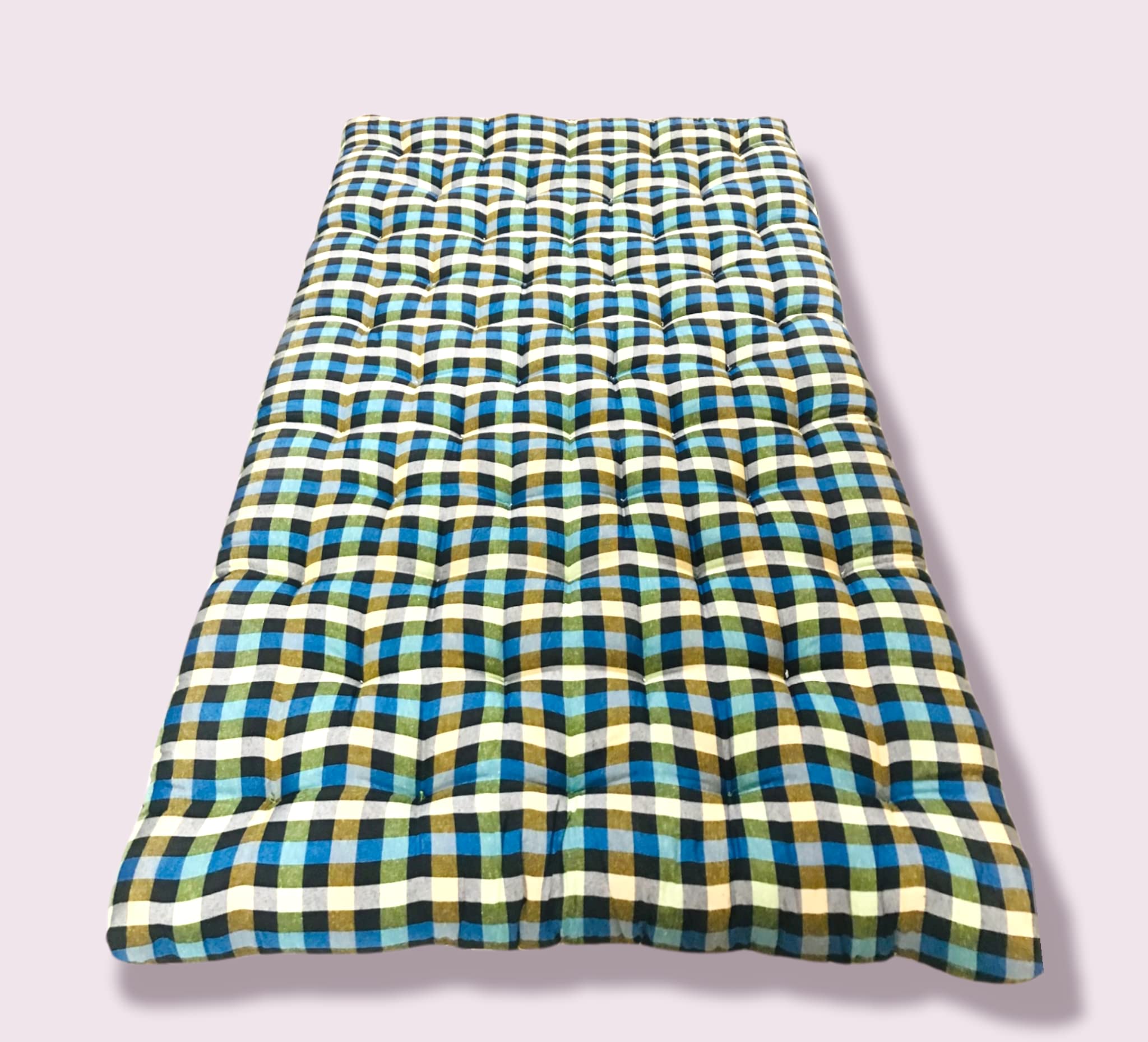 ATOOTFUSION Soft Thick Single Bed Cotton Quilt Star Filled Reversible Multicolour Cotton Stuffed Foldable Cotton Mattress | Cott