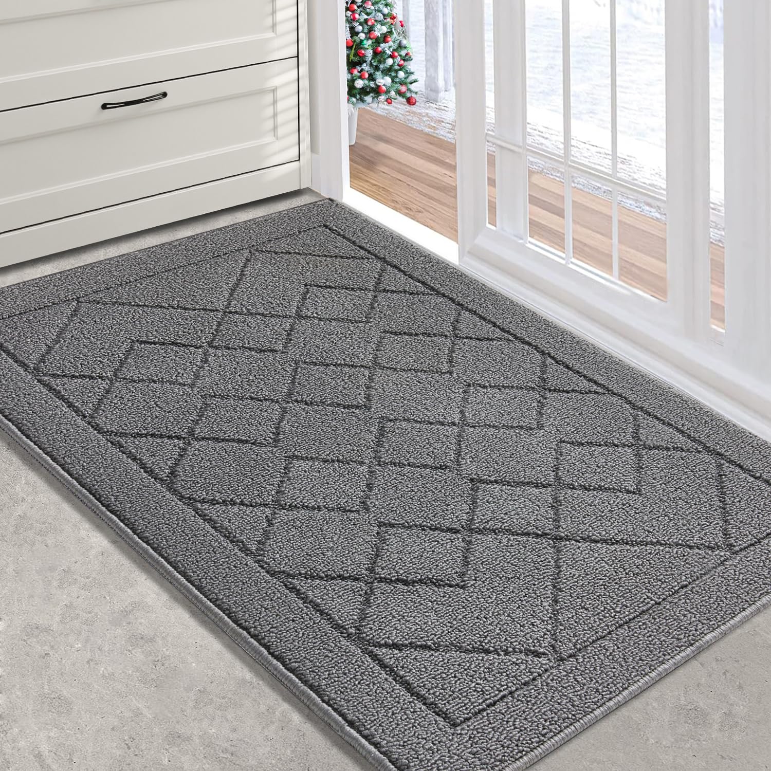 Refetone Indoor Door Mat, Front Back Door Rug, 32X40, Non-Slip Absorbent Resist Dirt Entry Mat, Machine Washable Low-Profile Ins