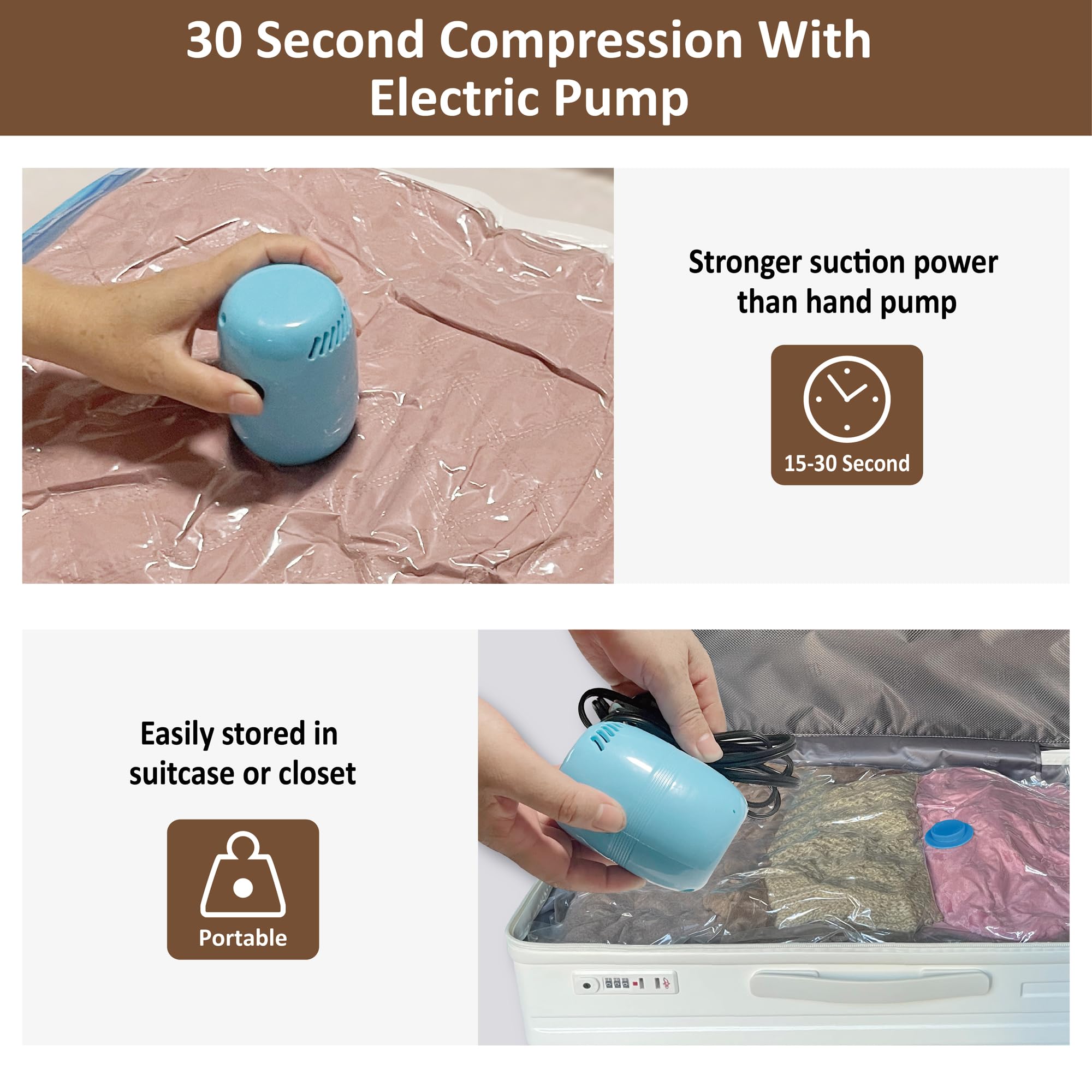 Matteasy Vacuum Storage Bags With Electric Pump, 20 Pack (3 Jumbo/3 Large/7 Medium/7 Small), Space Saver Bags With Pump, Storage
