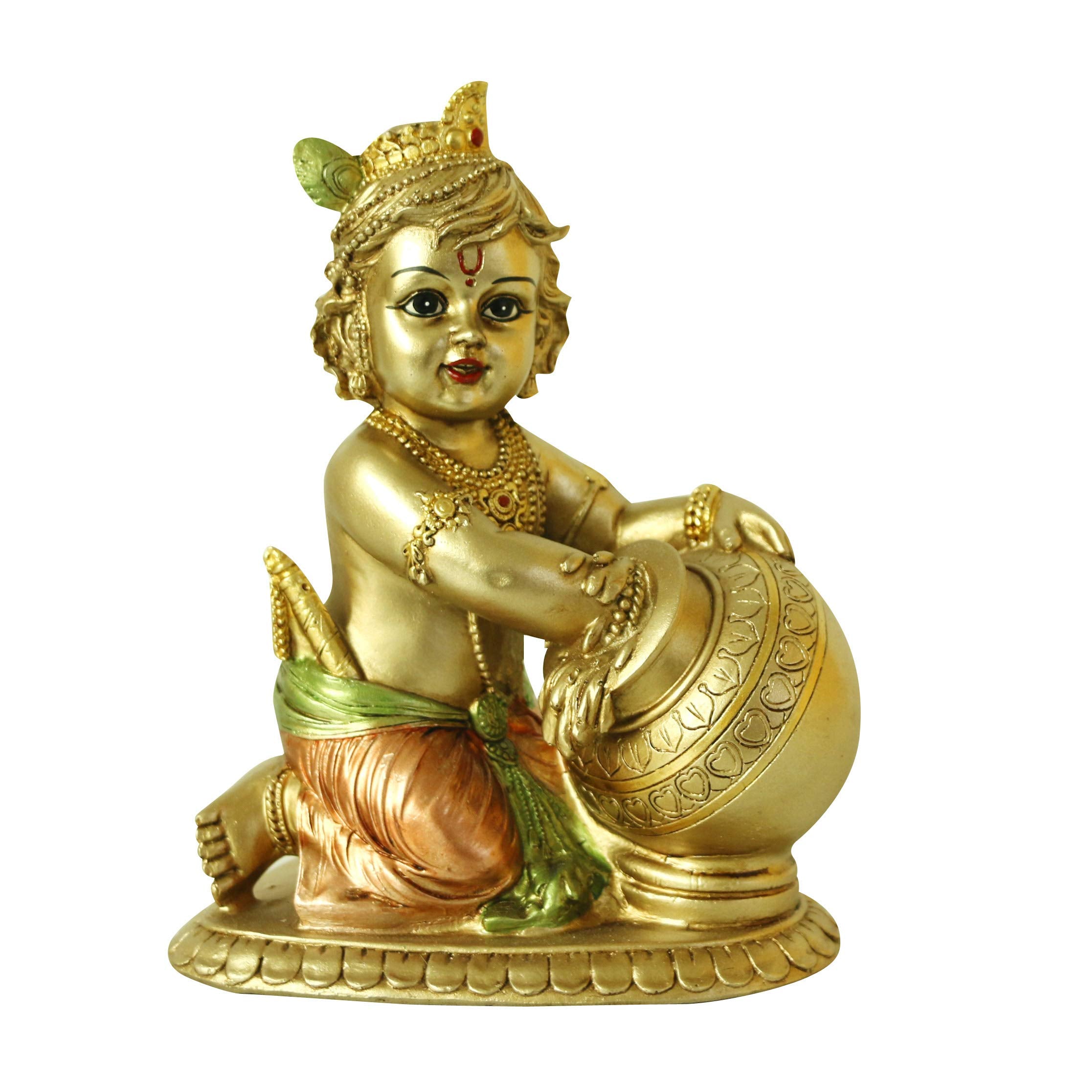 Hindu Lord Baby Krishna Statue - Indian Idol Krishna Figurines for Home Mandir Temple Pooja - India Murti Buddha Sculpture Relig
