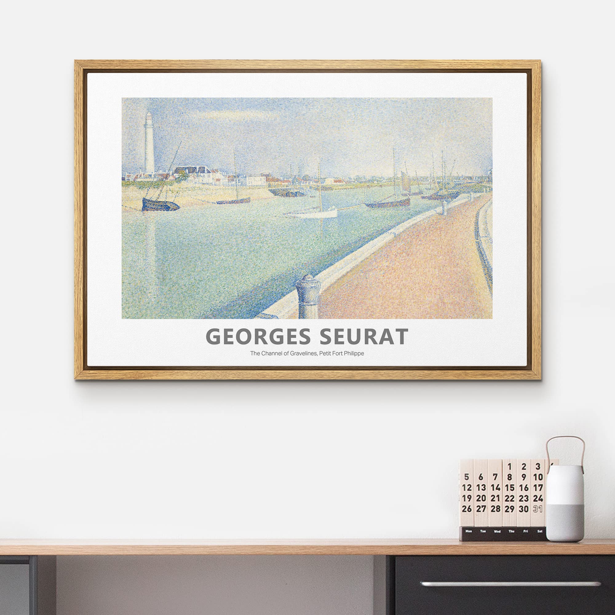 Wall26 Framed Canvas Print Wall Art Green The Channel Of Gravelines By Georges Seurat Historic Illustrations Impressionism Fine