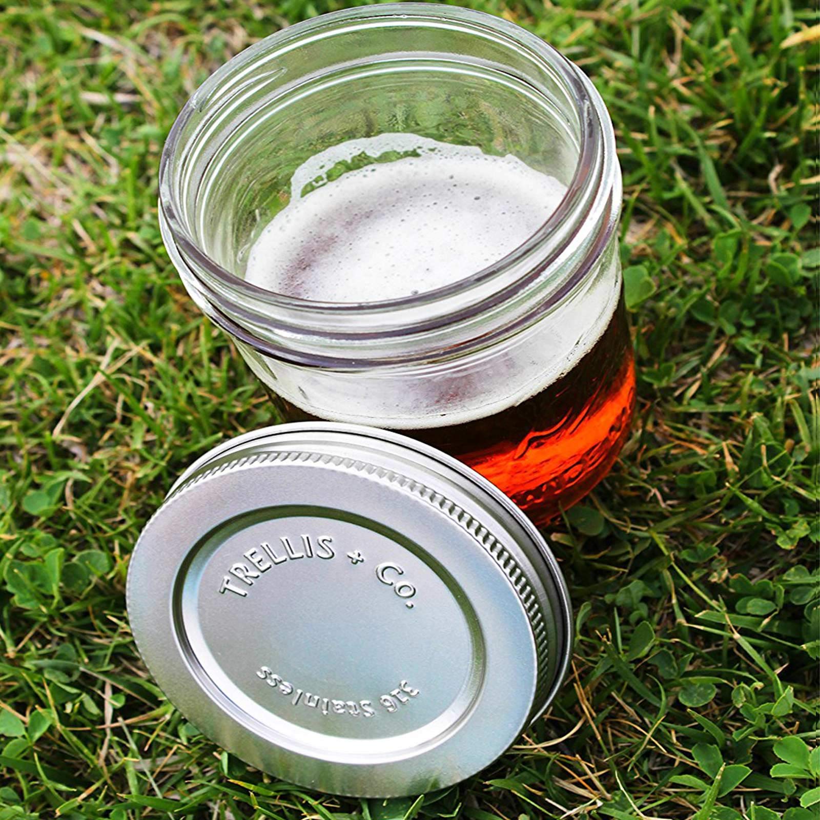Trellis + Co. 316 Stainless Steel Wide Mouth Mason Jar Lids - 6 Pack - For Storage  Dry Goods  Pickling  Gifts - Durable & Rustproof - Mason Jar Tops