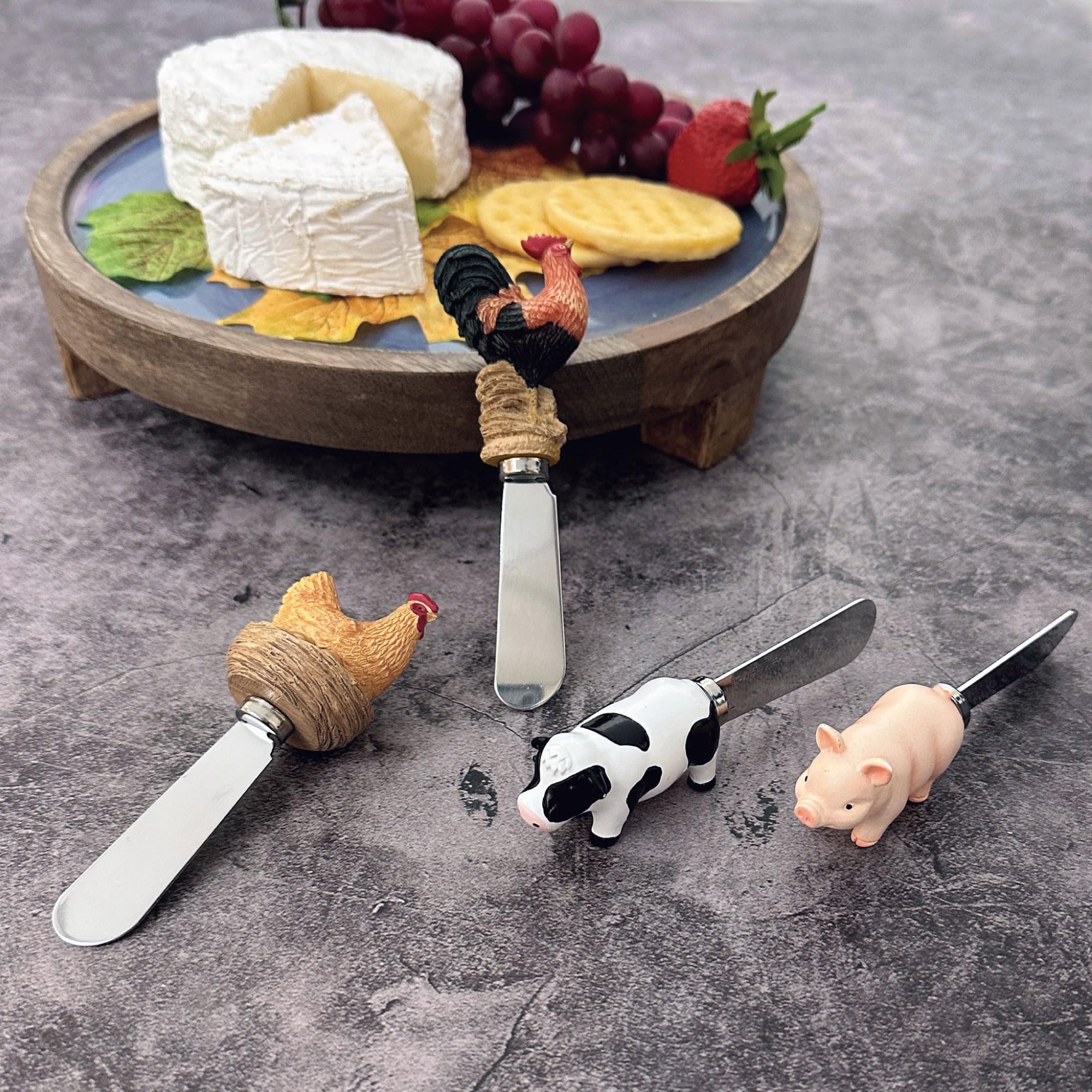 Supreme Housewares Farm Animals Resin Spreader S/4, 5'', Multi