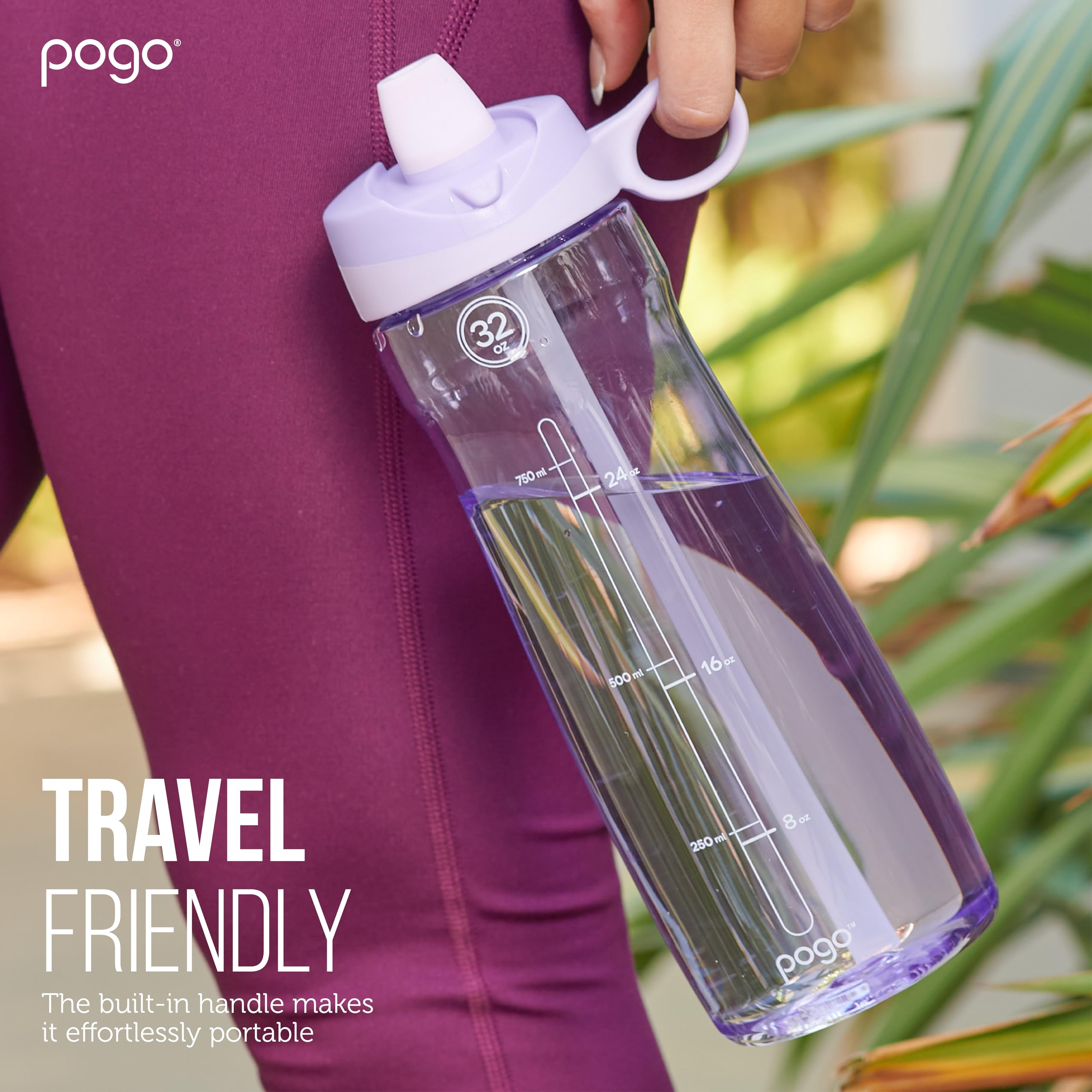 Pogo Bpa-Free Tritan Plastic Water Bottle With Soft Straw Lid, 18 Oz, Grey