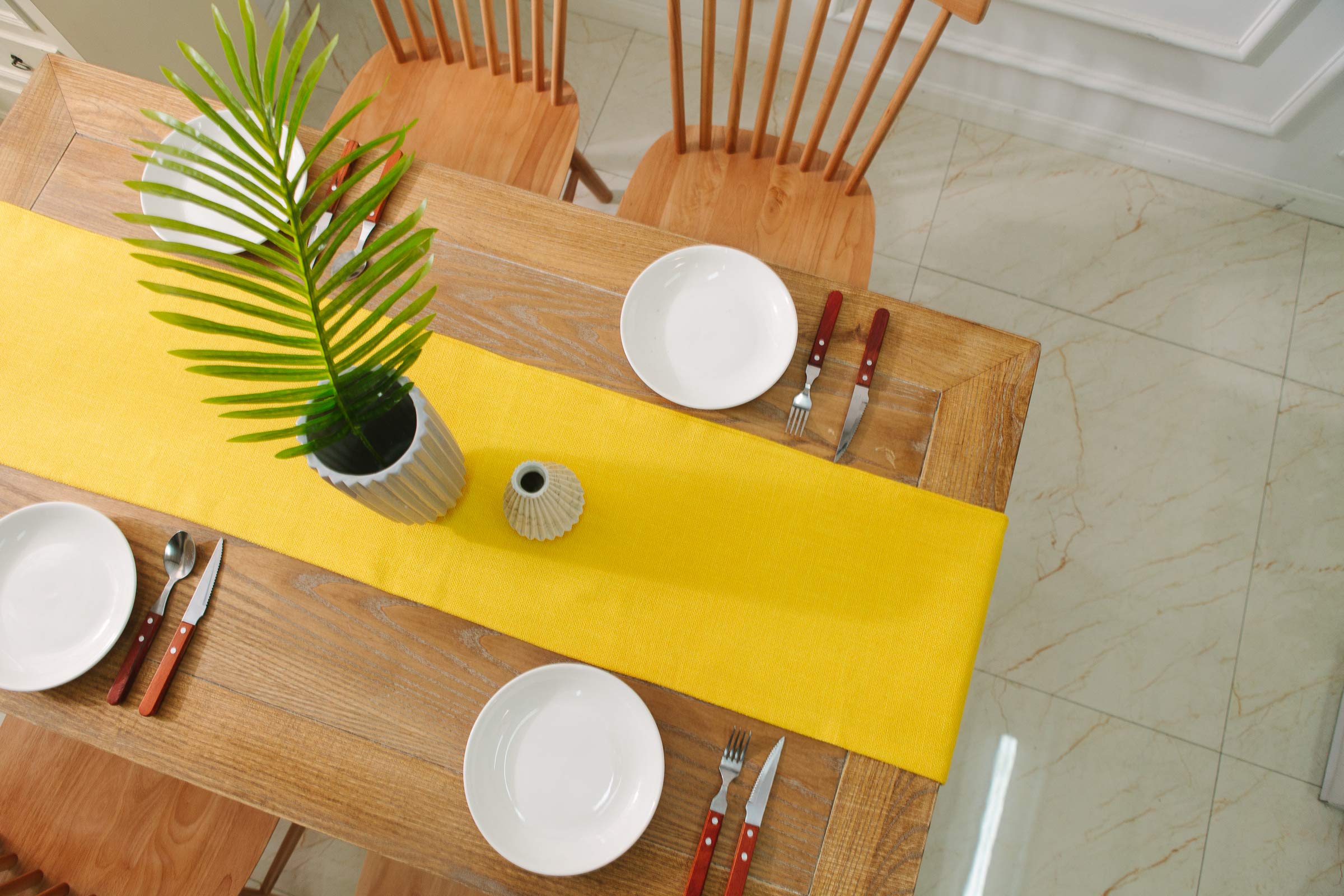 Dining Table Runner 12 X 108 Inches Christmas Living Room Dinner Wedding Birthday Party Burlap Rustic Table Runner, Bright Yello