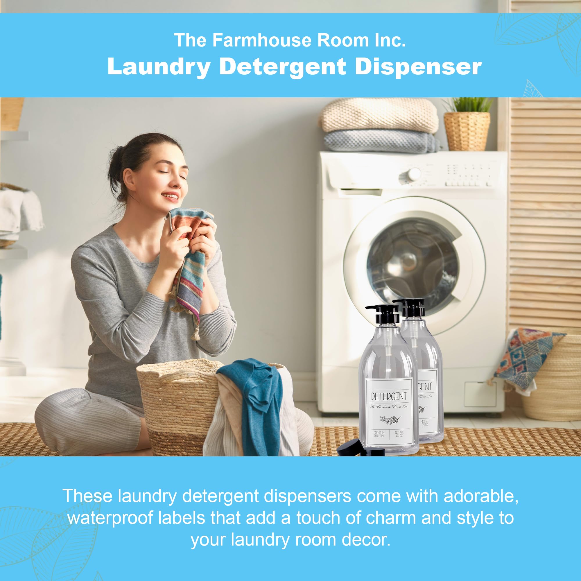 The Farmhouse Room Inc. Laundry Detergent Liquid Dispenser - Detergent Container For Laundry Room Organization - Bpa Free & Pet