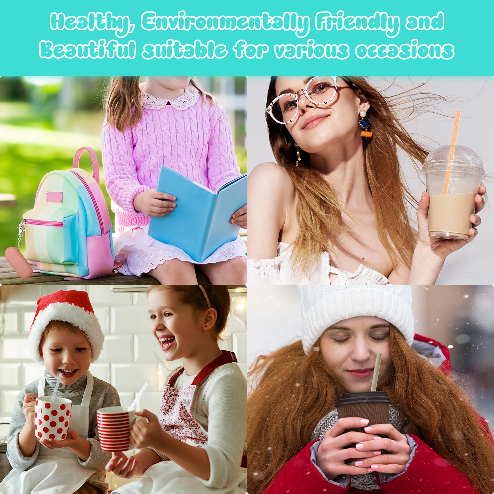 Zhehao 12 Sets Silicone Straws With Case Reusable Straws Foldable Travel Straw Collapsible Cold Or Hot Drinking Straws With Carr