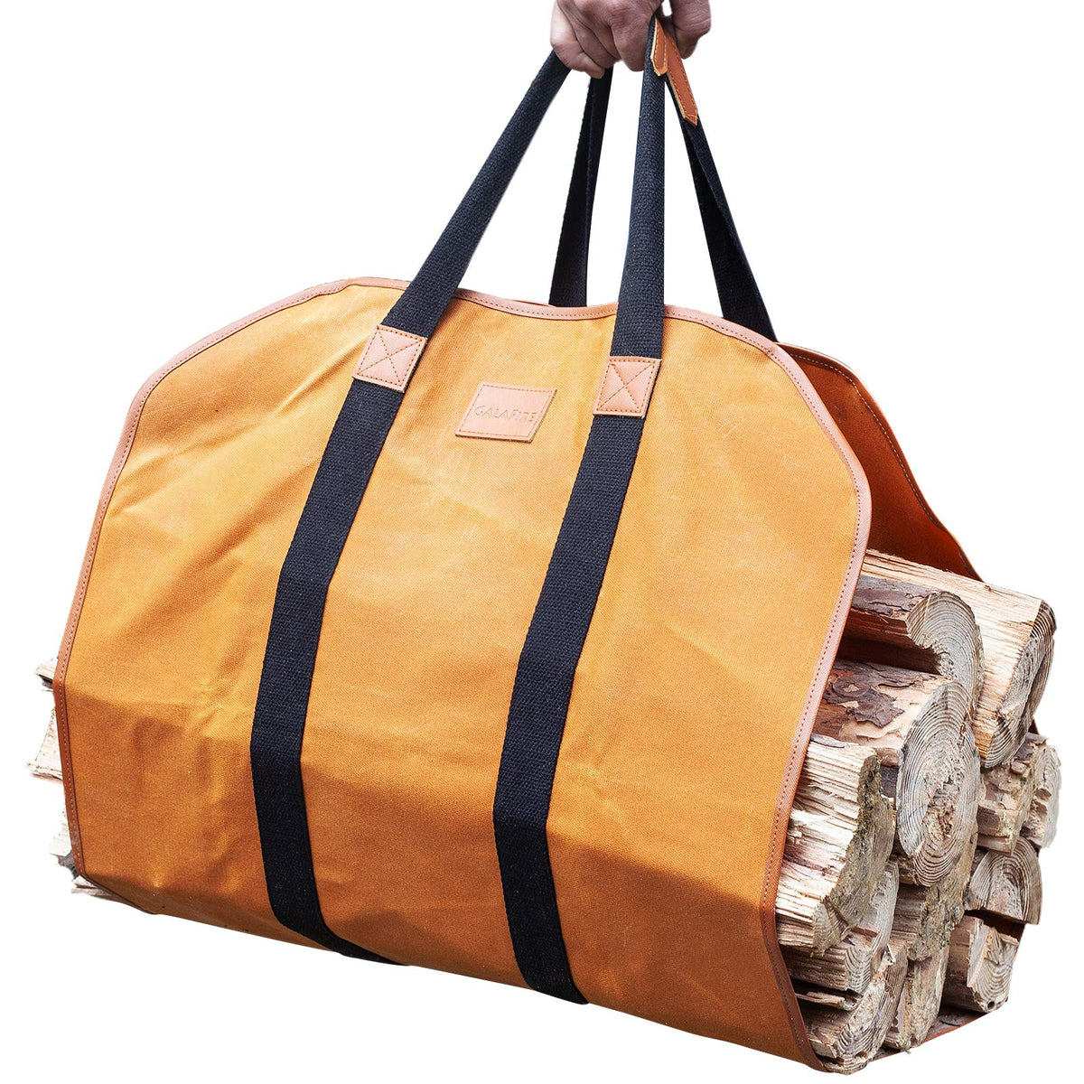 Galafire Firewood Carrier Waxed Canvas, 20Oz Heavy Duty And Large Capacity Firewood Log Tote Bag For Wood Carrying, 21''  44''