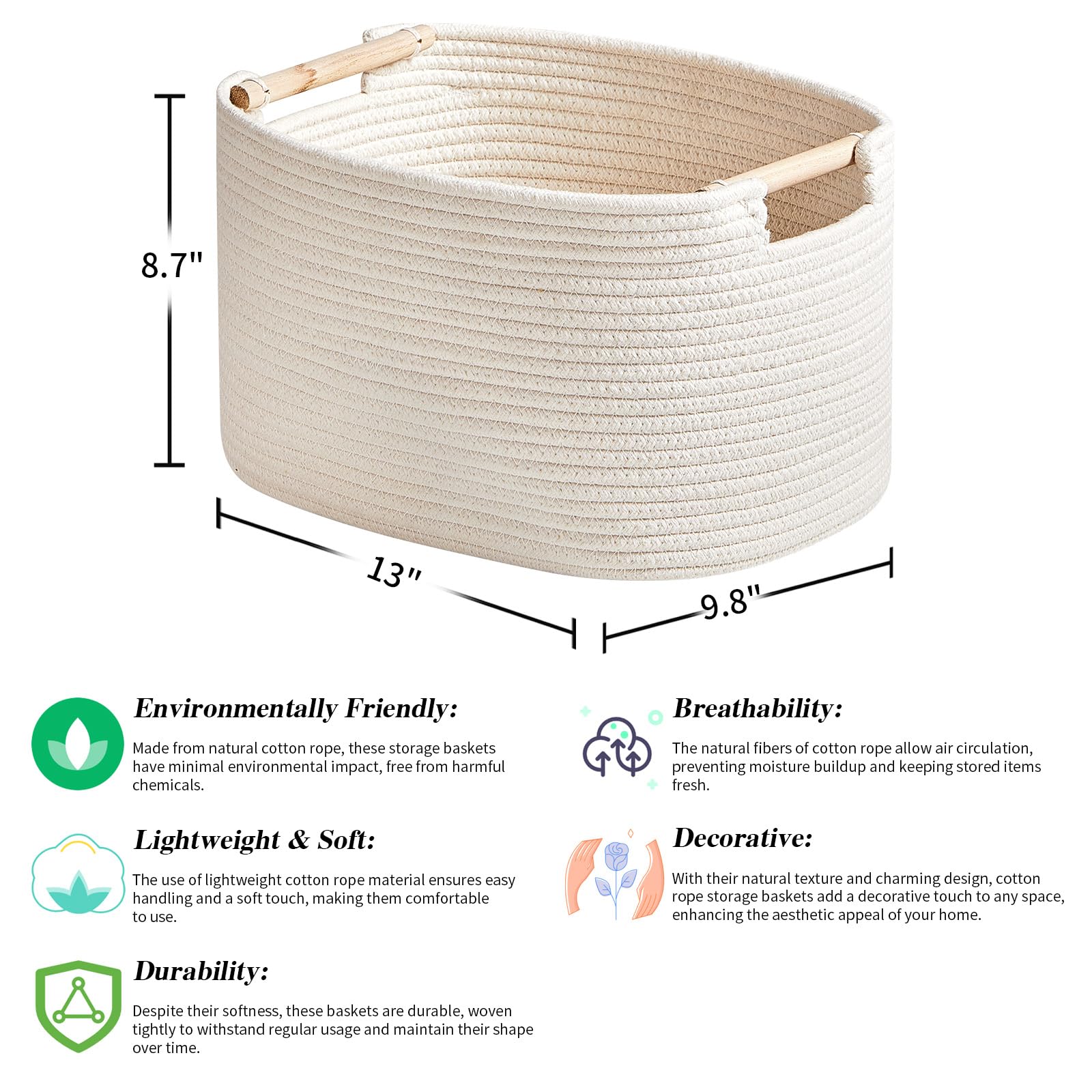 R Runka 3 Pack Storage Basket For Cabinet And Toy Organization - 13''X9.8''X8.7'' Baskets For Storage - Baby Toy Bin - Toy Stora