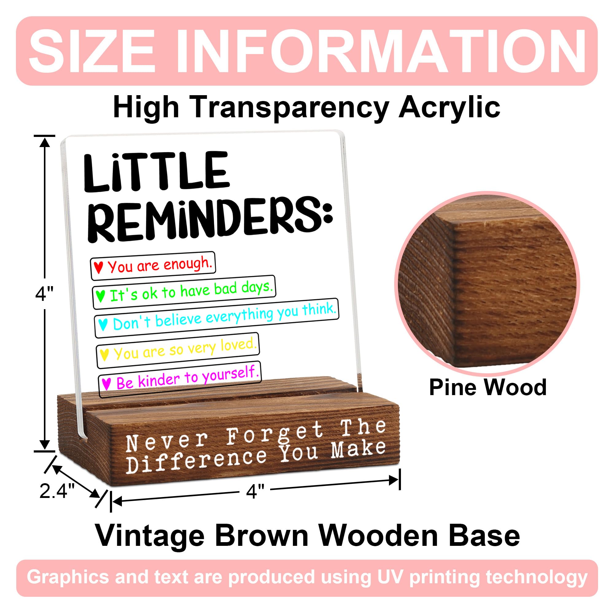 Little Reminders Acrylic Desk Sign for Women Men, Positive Affirmation Gift for Coworker Friend Teen, Mental Health Inspirationa