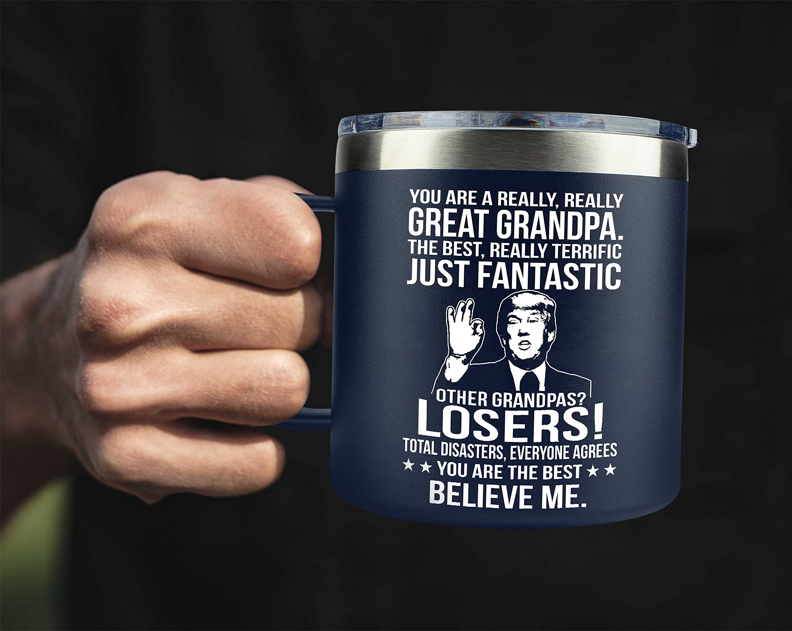 Amazprints Grandpa Gifts - Funny Mug For Christmas, Birthday - 14Oz Navy