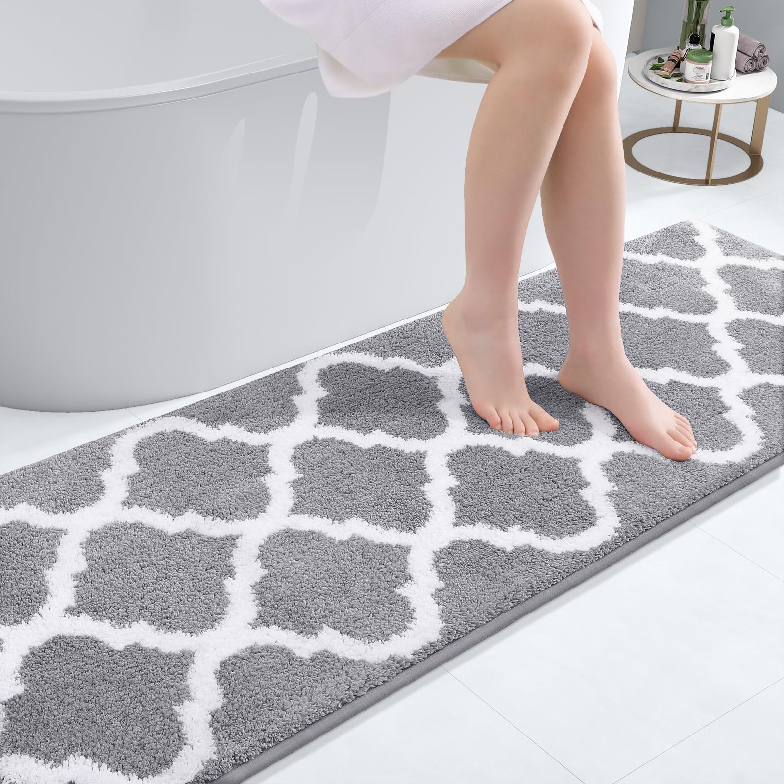 Olanly Bathroom Rugs 47X20, Soft And Absorbent Microfiber Bath Rugs, Non-Slip Shaggy Shower Carpet, Machine Wash Dry, Bath Mats