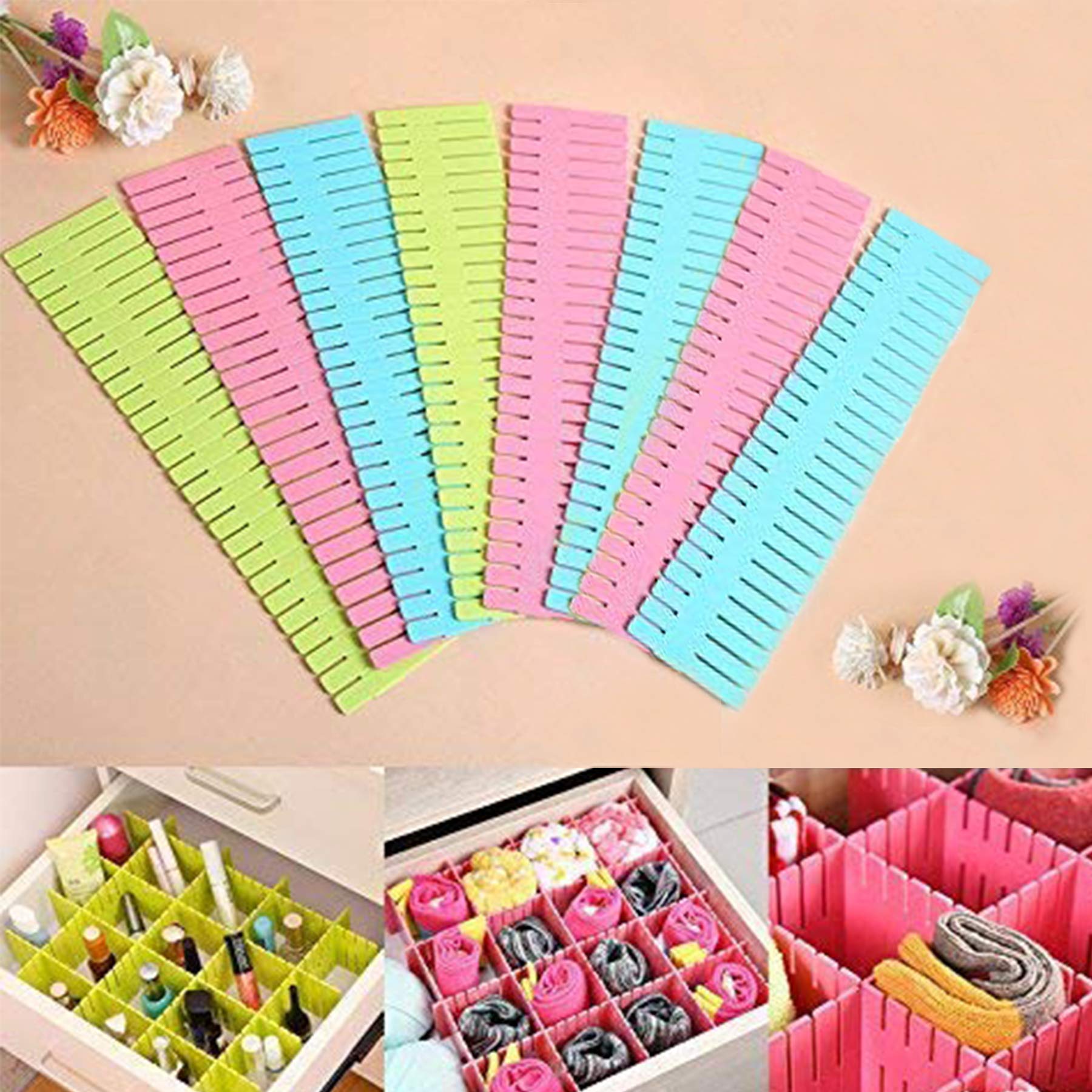 Jeerzone Drawer Organizer, Multicolour, Medium, 2.95 X 12 X 0.98 Inches