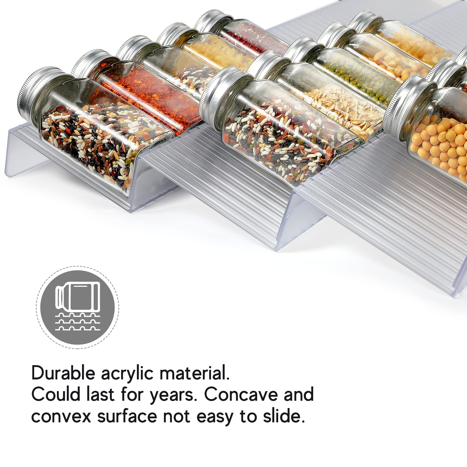 VANGAY Spice Drawer Organizer, Spice Rack Drawer for Kitchen, 4 Tier- 2 Set Acrylic Drawer Spice Organizer for Jars and Packets,
