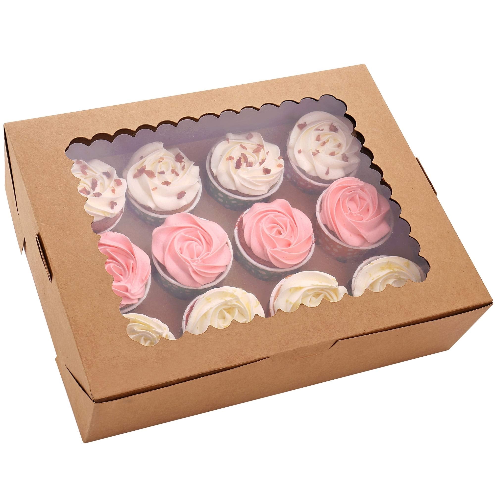 Tcoivs 6-Set Cupcake Boxes Hold 12 Standard Cupcakes, Cupcake Containers With Windows And Inserts, Cupcake Carrier, Food Grade K