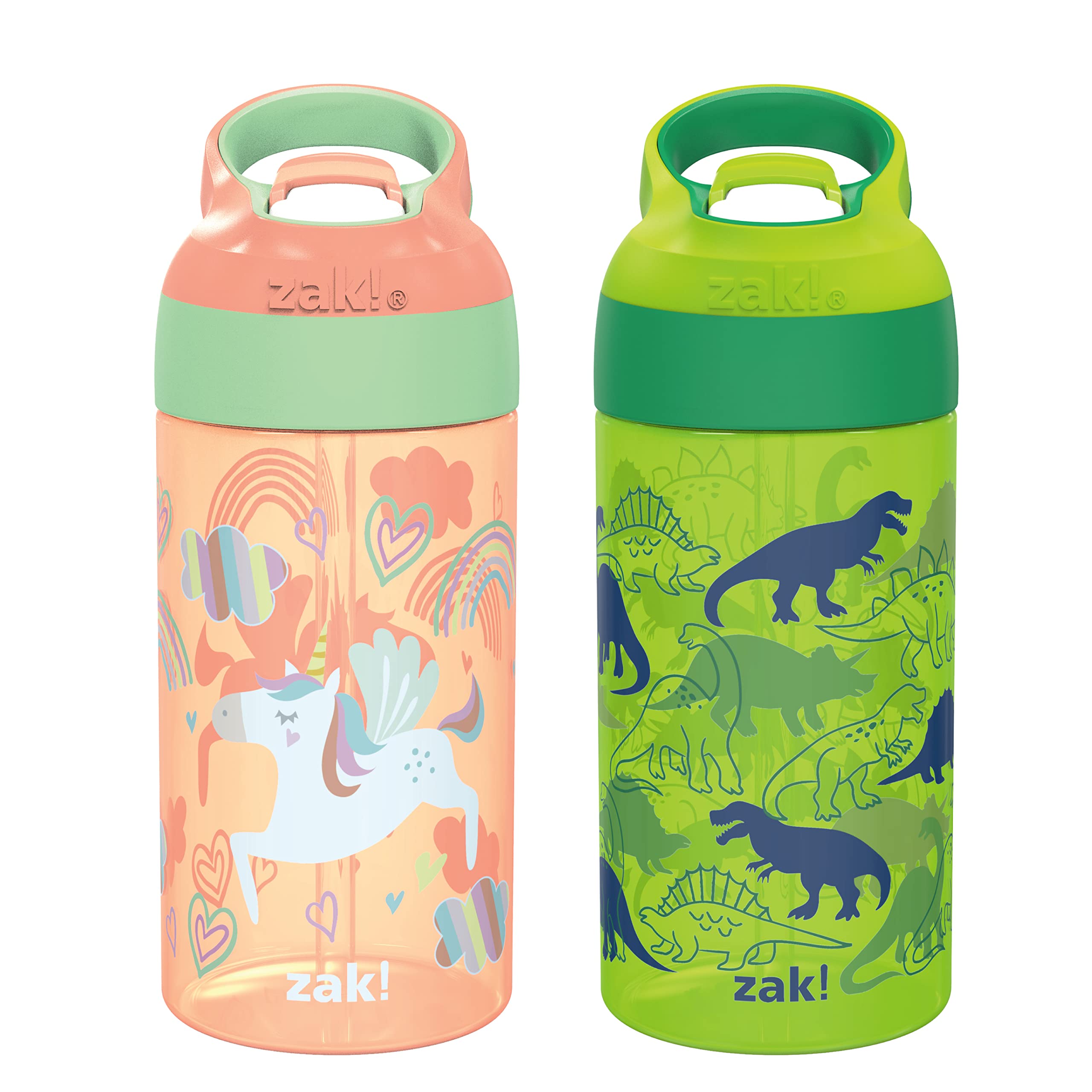 Zak Designs 16Oz Riverside Kids Water Bottle With Spout Cover And Built-In Carrying Loop, Made Of Durable Plastic, Leak-Proof Wa