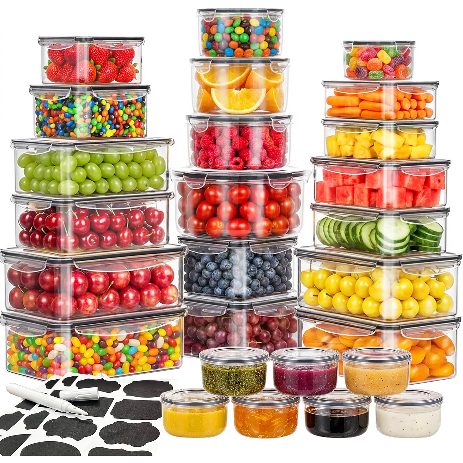 52 Pcs Food Storage Containers with Lids Airtight (26 Containers & 26 Lids)