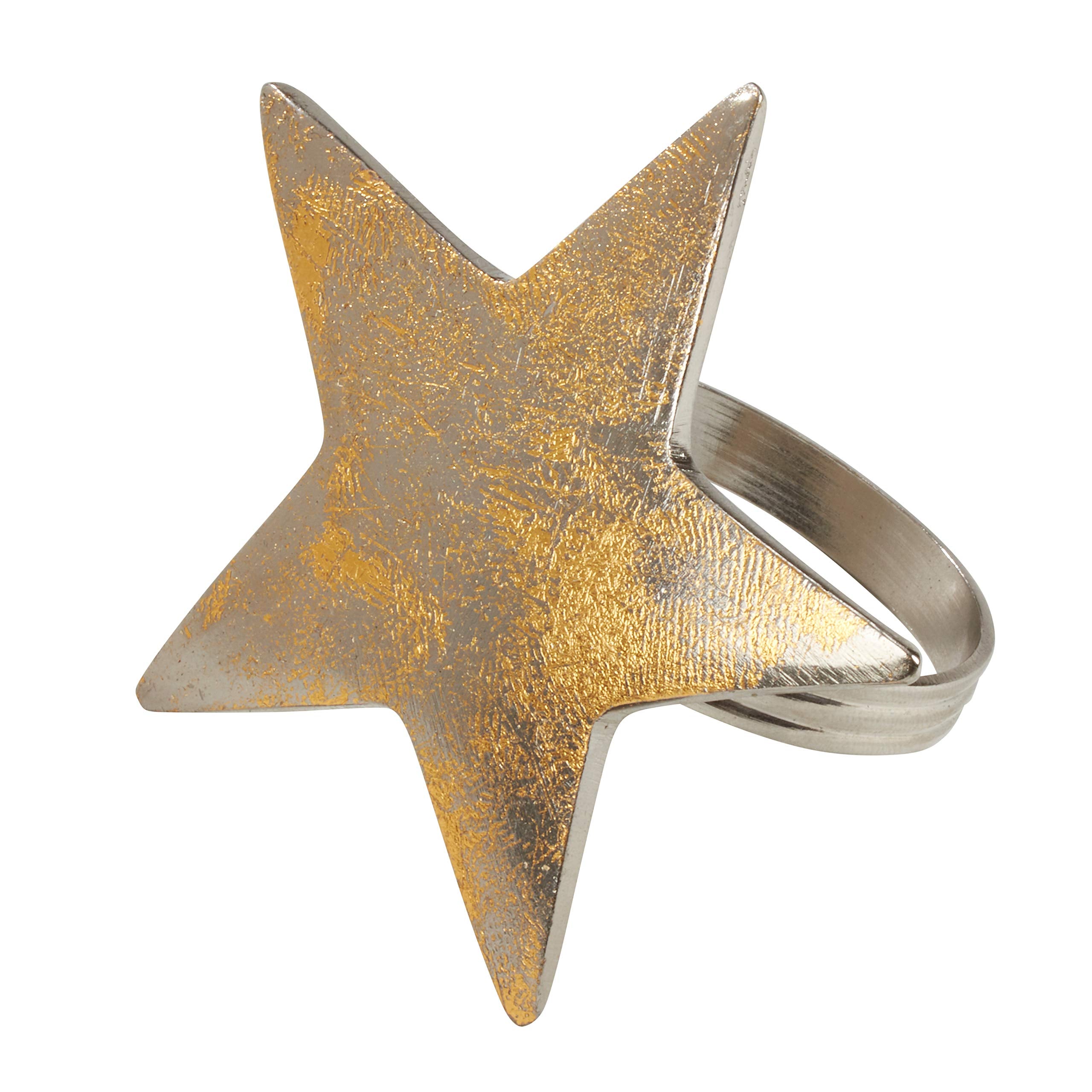 Gold Texture Star Napkin Rings (Set Of 4)