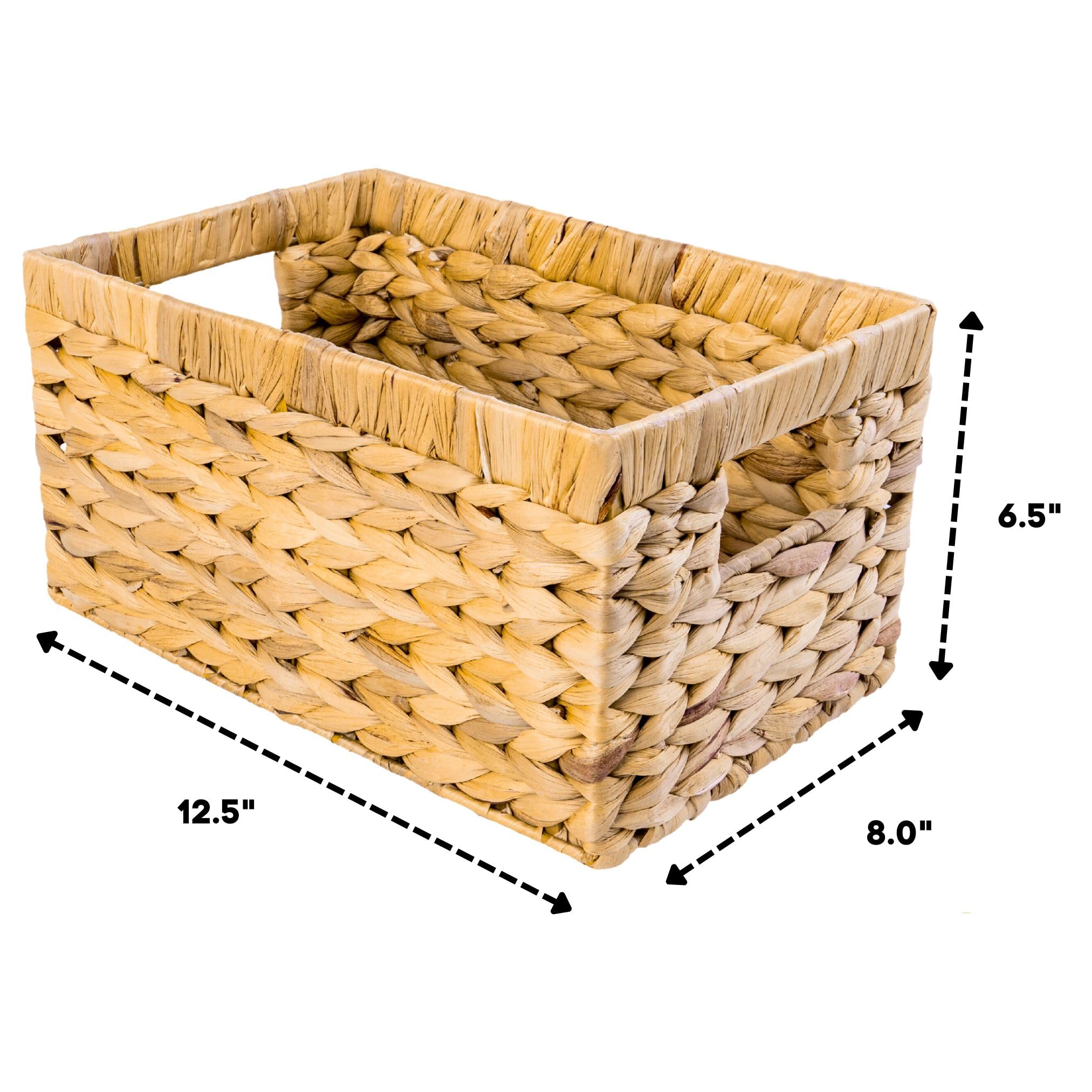 M4Decor Set Of 6 Wicker Storage Basket, Water Hyacinth Storage Baskets, Wicker Storage Baskets For Shelves, Wicker Baskets For S