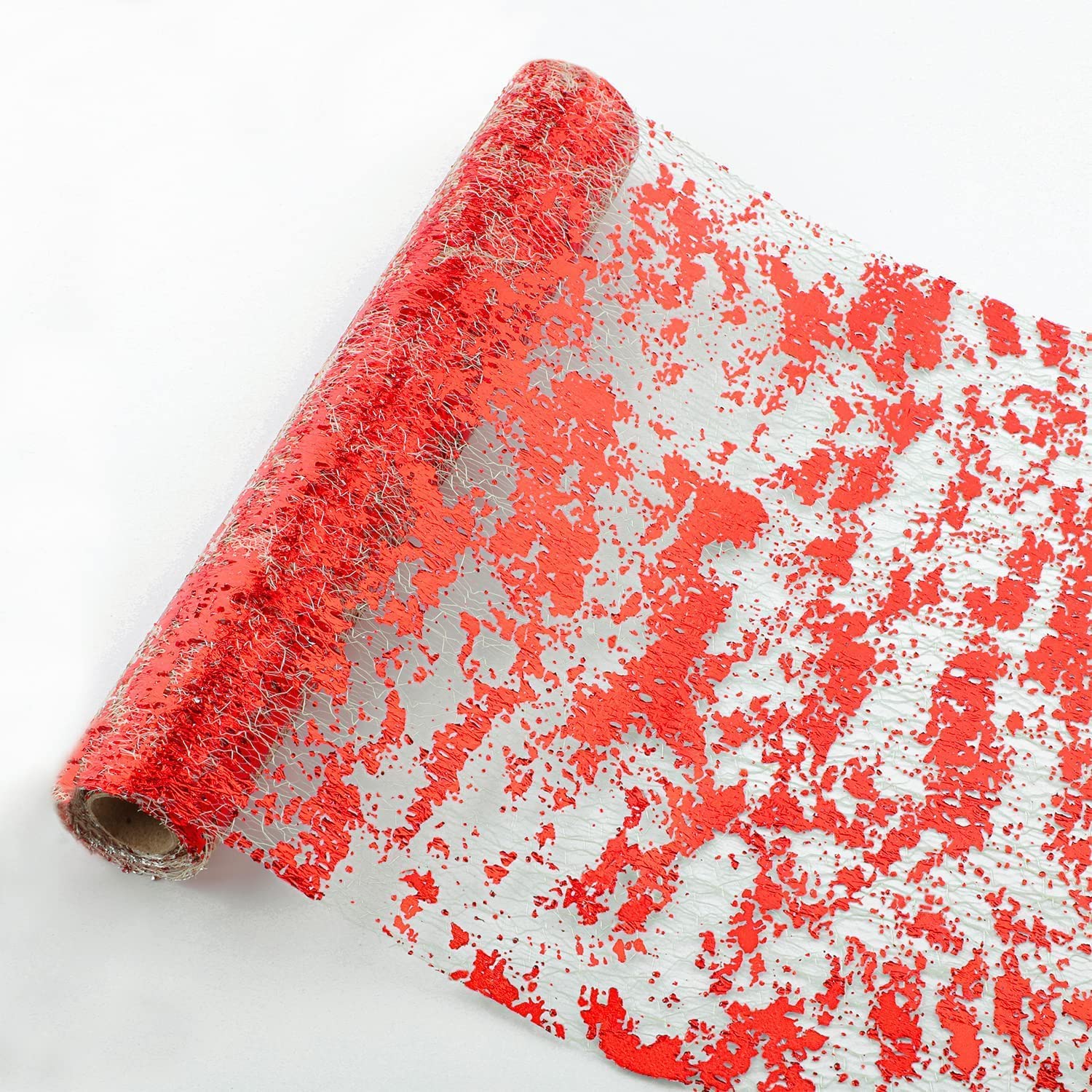 Snowkingdom 2 Pieces Red Table Runner Sequin Glitter Mesh Table Runner 11''X108'' Red Table Decorations For Wedding Party Valent