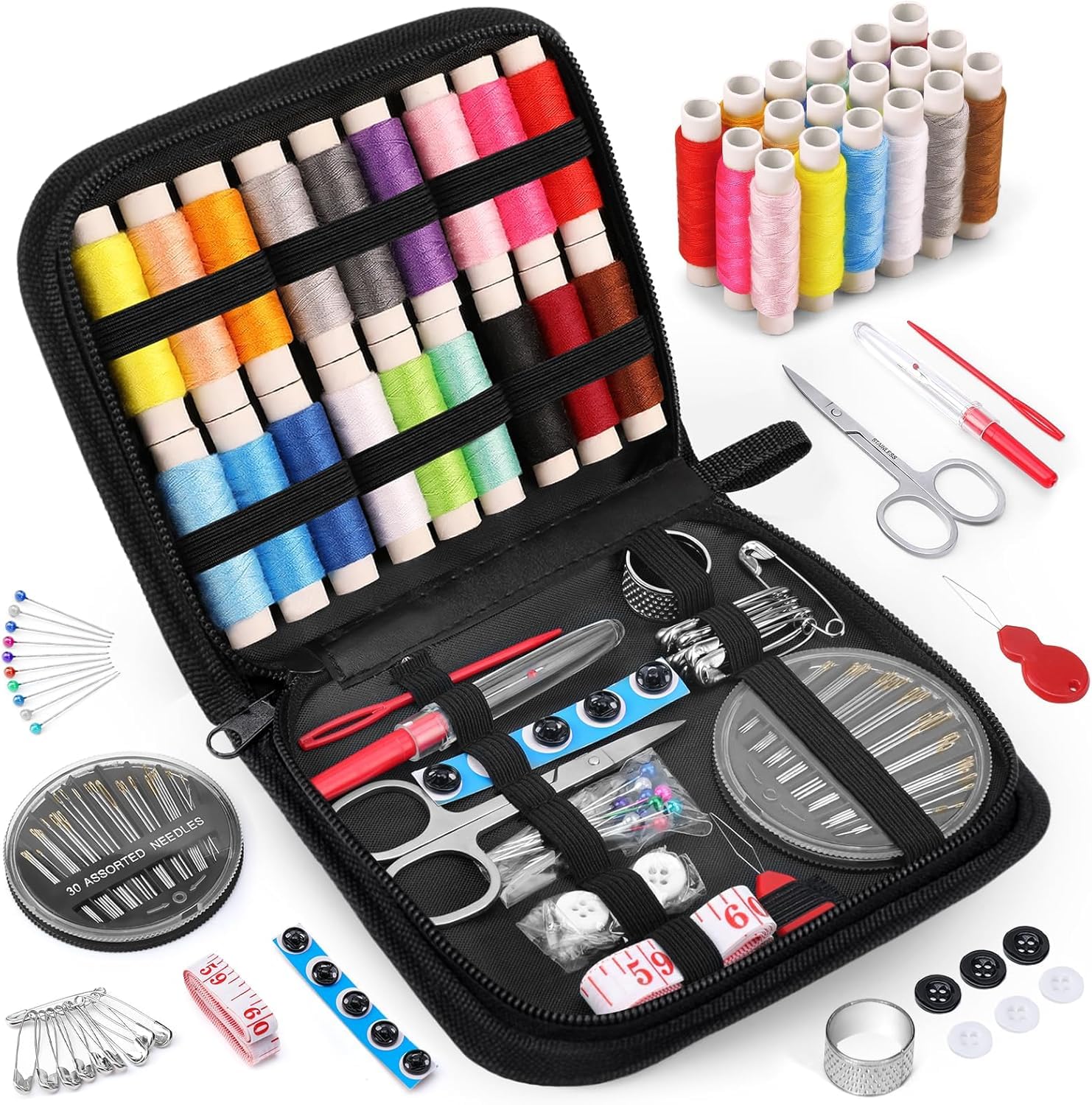 Verat 85 Pcs Sewing Kit Box Tailoring Accessories Sui Dhaga Kit/Thread Box Set For Sewing Machine/Needle Threader Tool/Needles/T